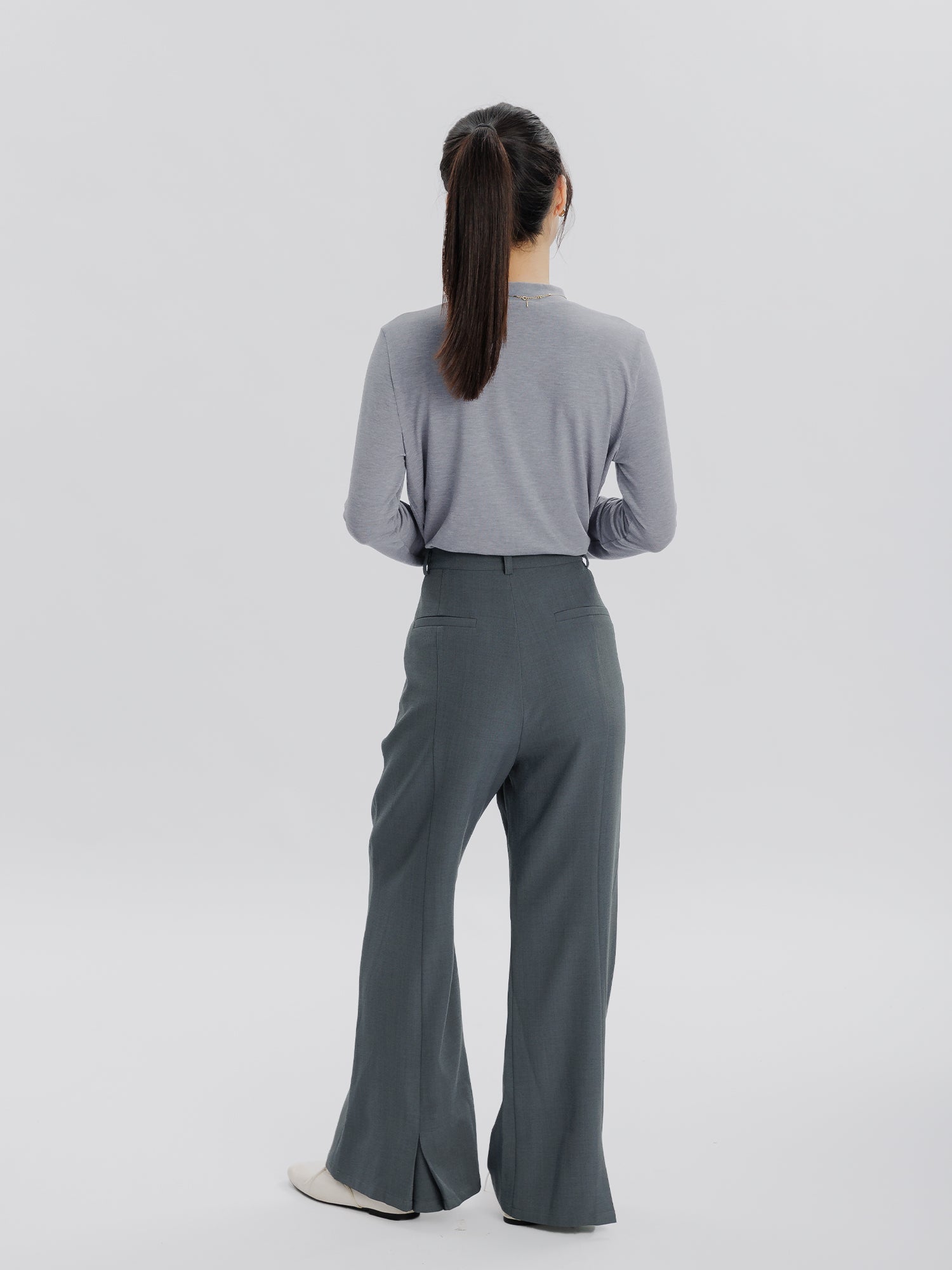 Petal Back Slit Bootcut Pants