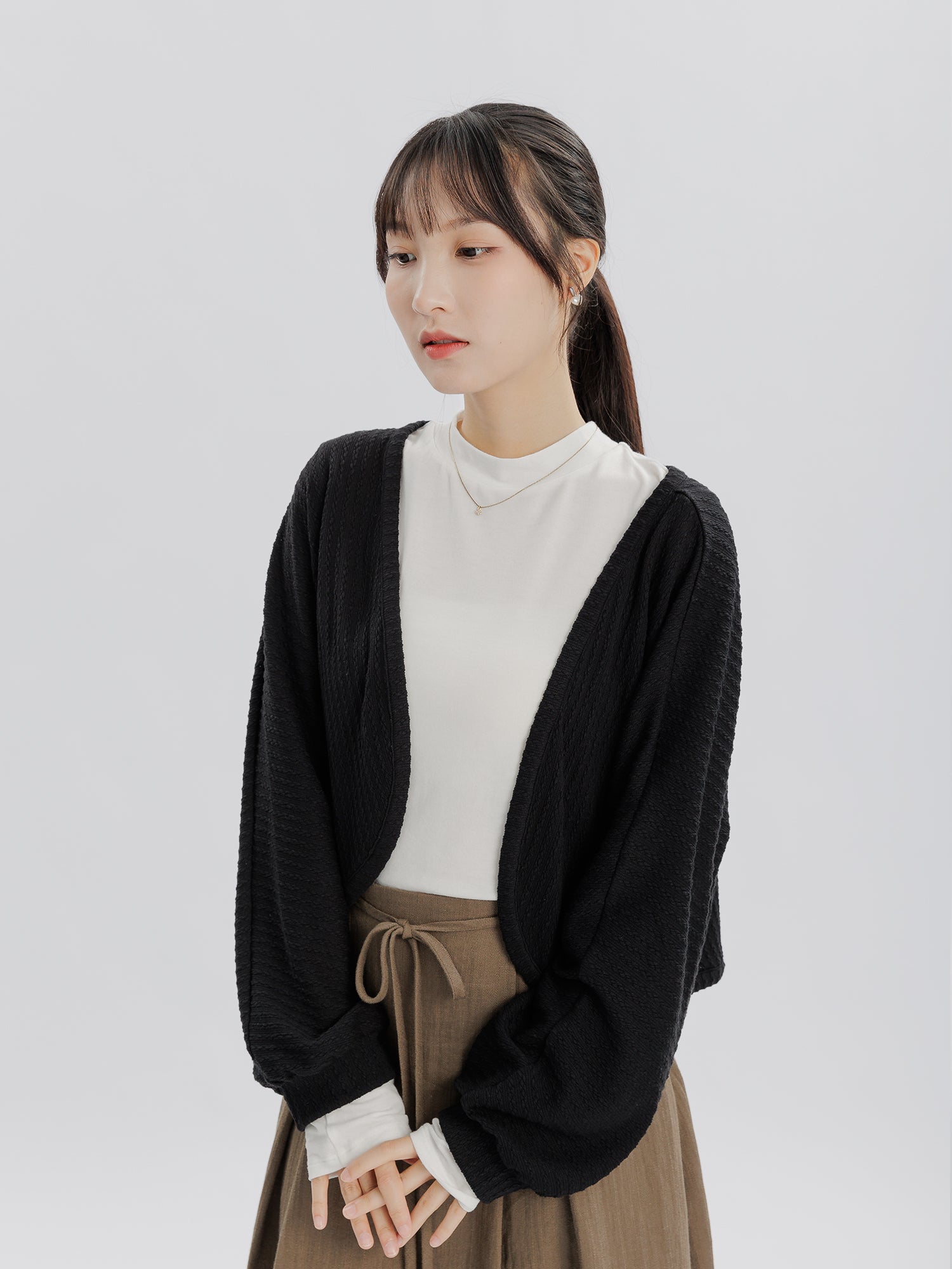 Luminis Open Cable-Knit Cardigan