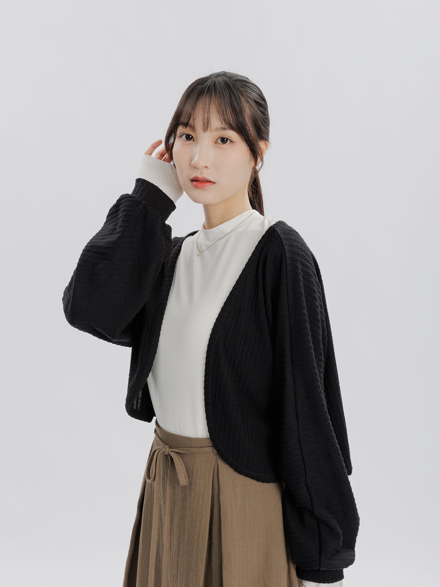 Luminis Open Cable-Knit Cardigan