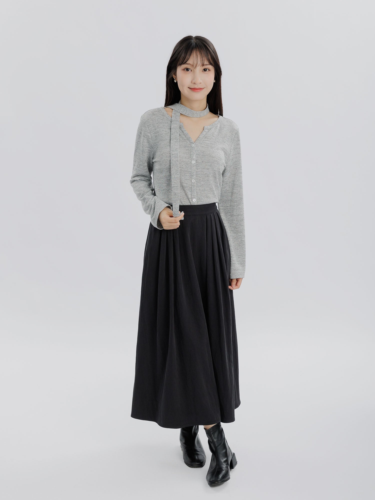 Moonlit Side Pleated Skirt