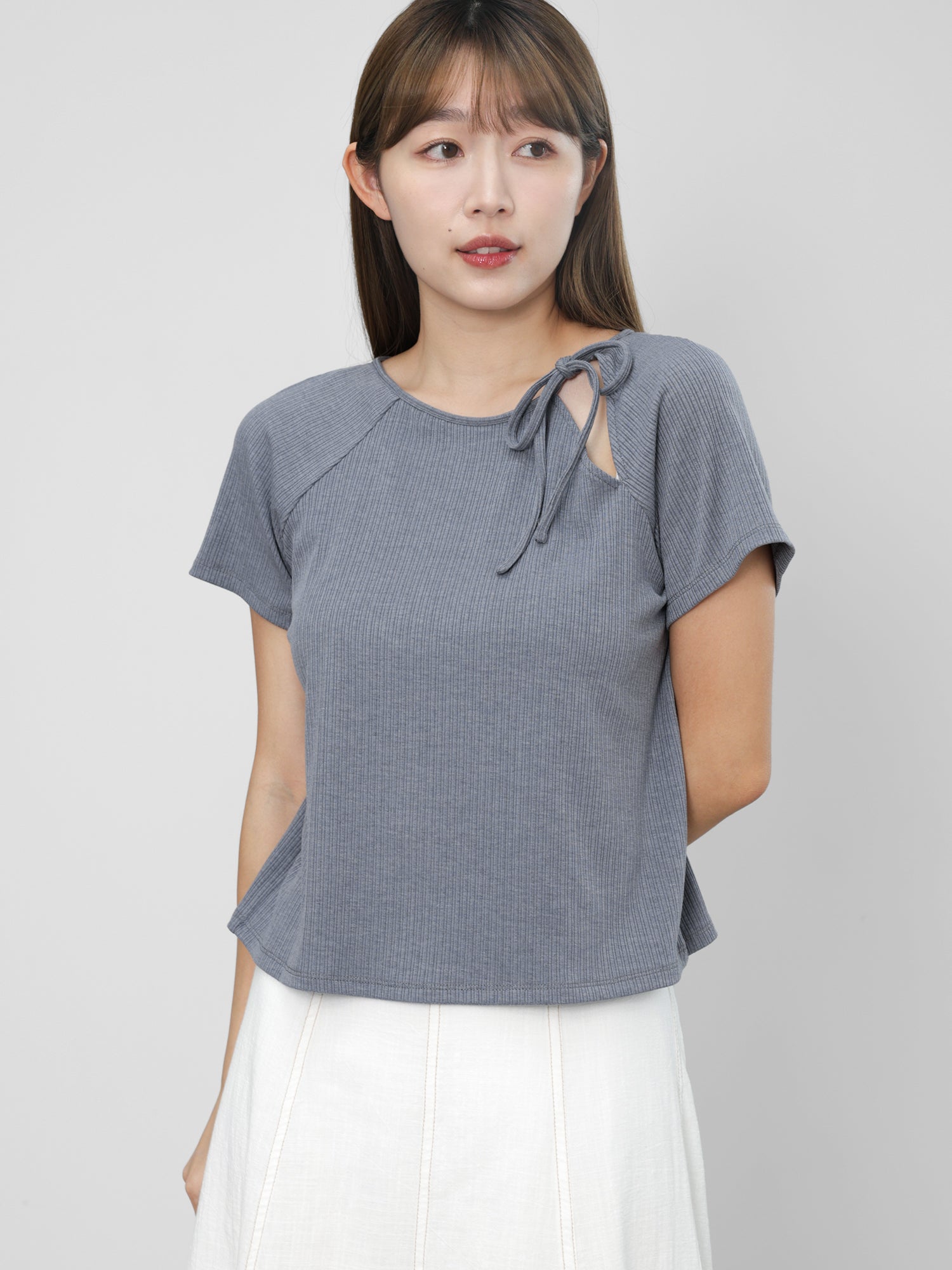 Zoey Side Ribbon Cut Out Top