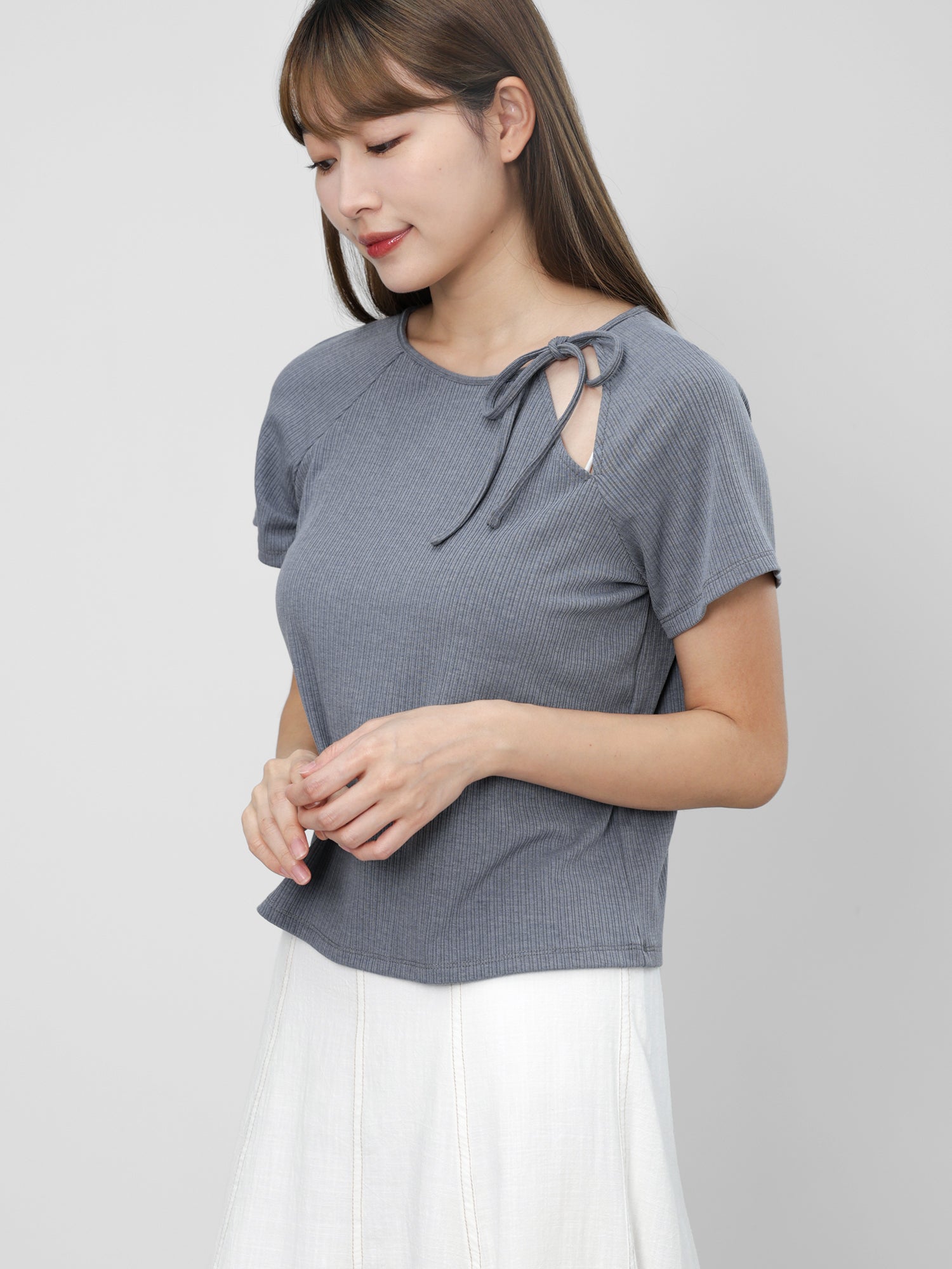 Zoey Side Ribbon Cut Out Top