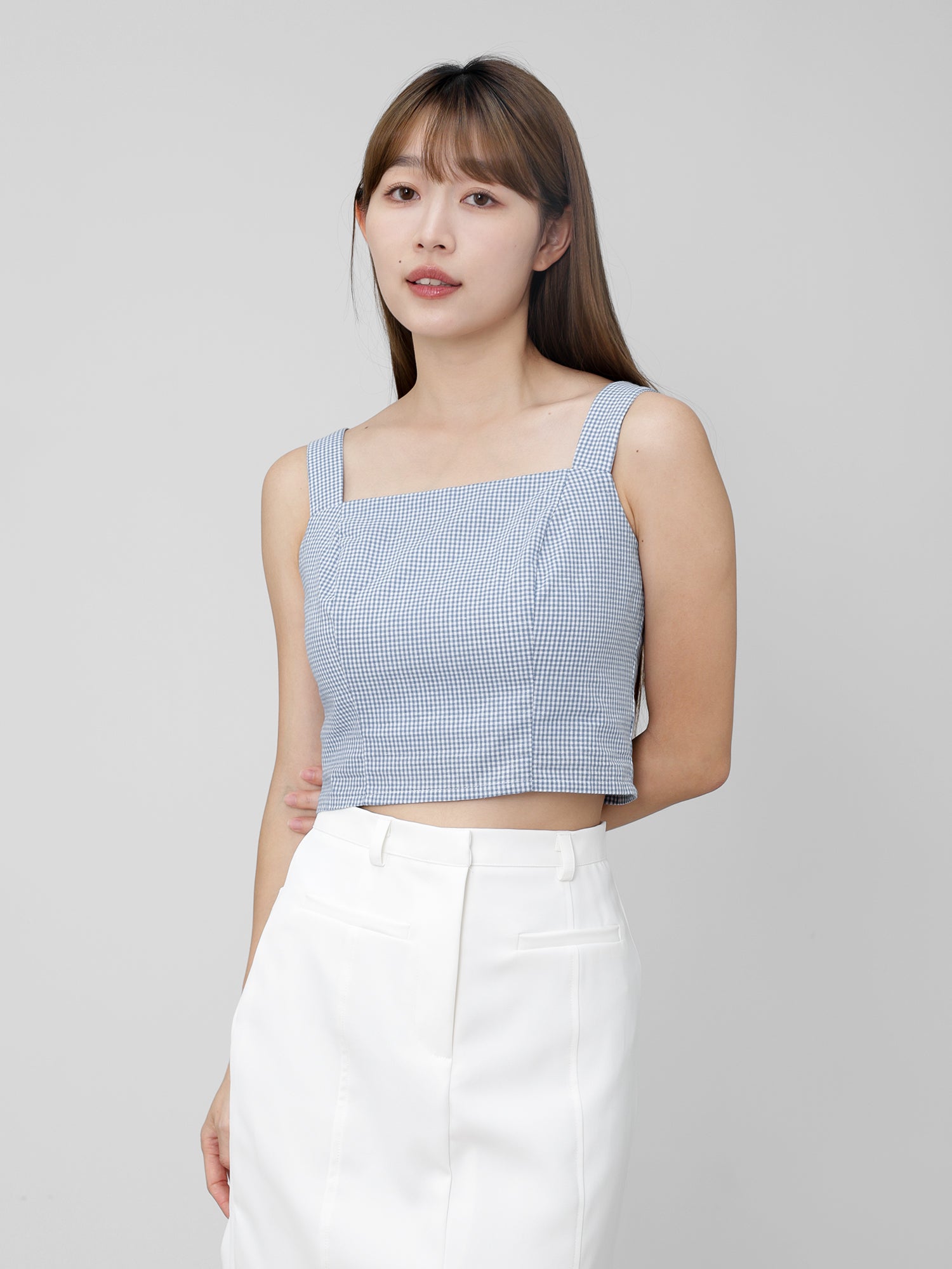 Elena Checker Sleeveless Top