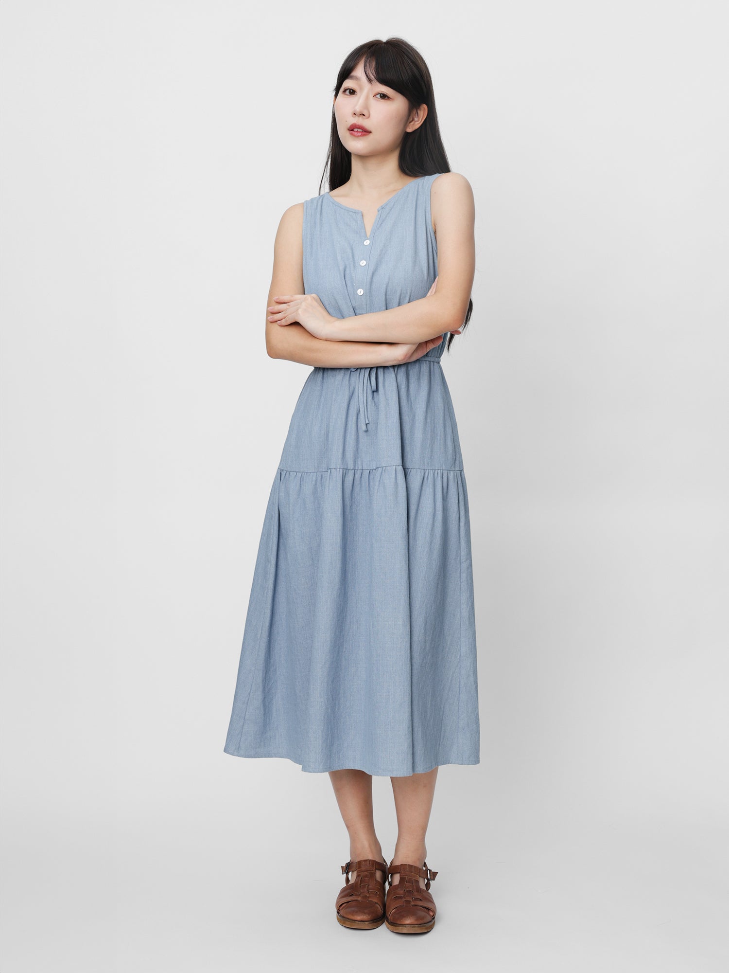 Elara Denim Tie Waist Dress