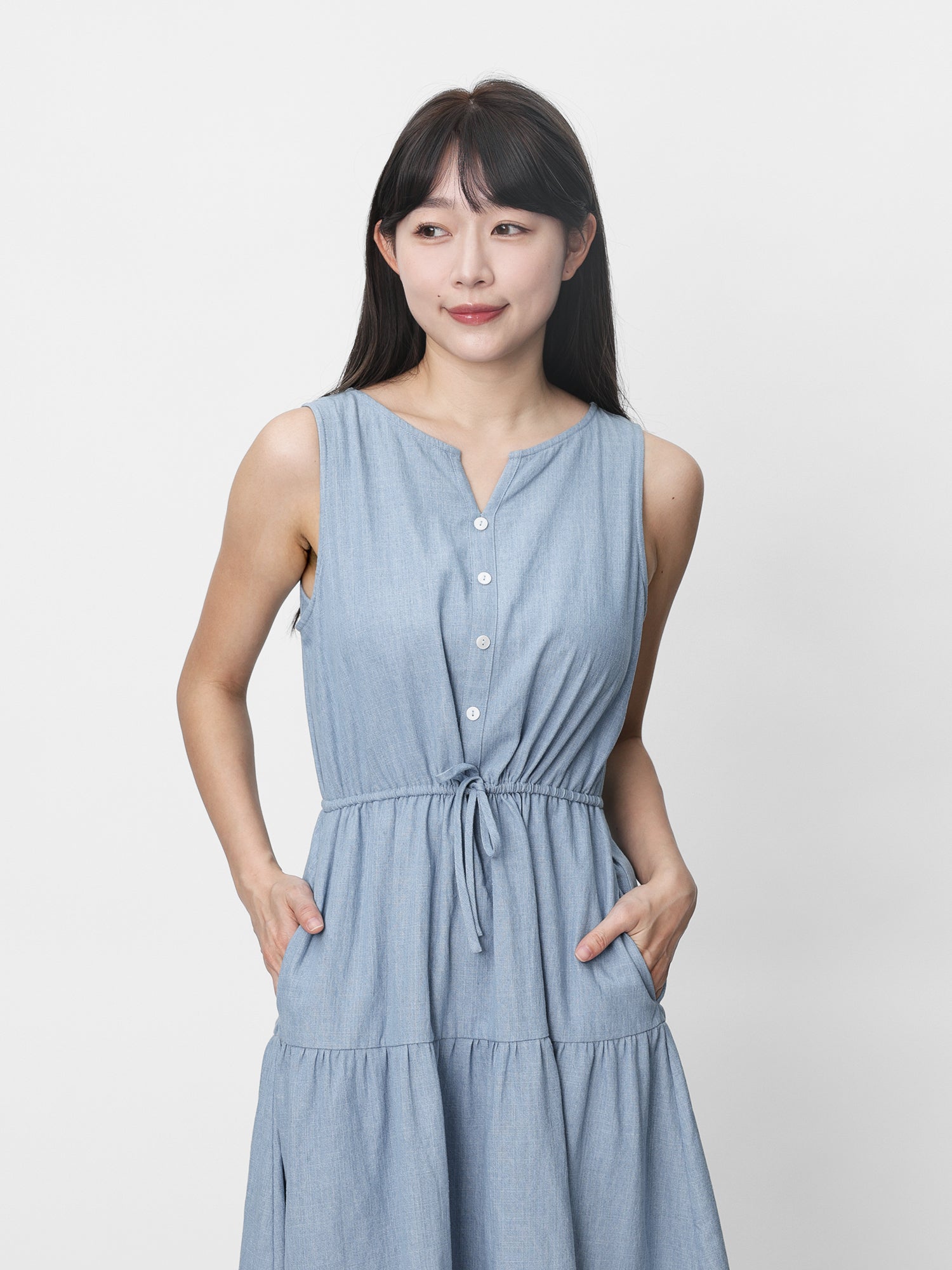 Elara Denim Tie Waist Dress