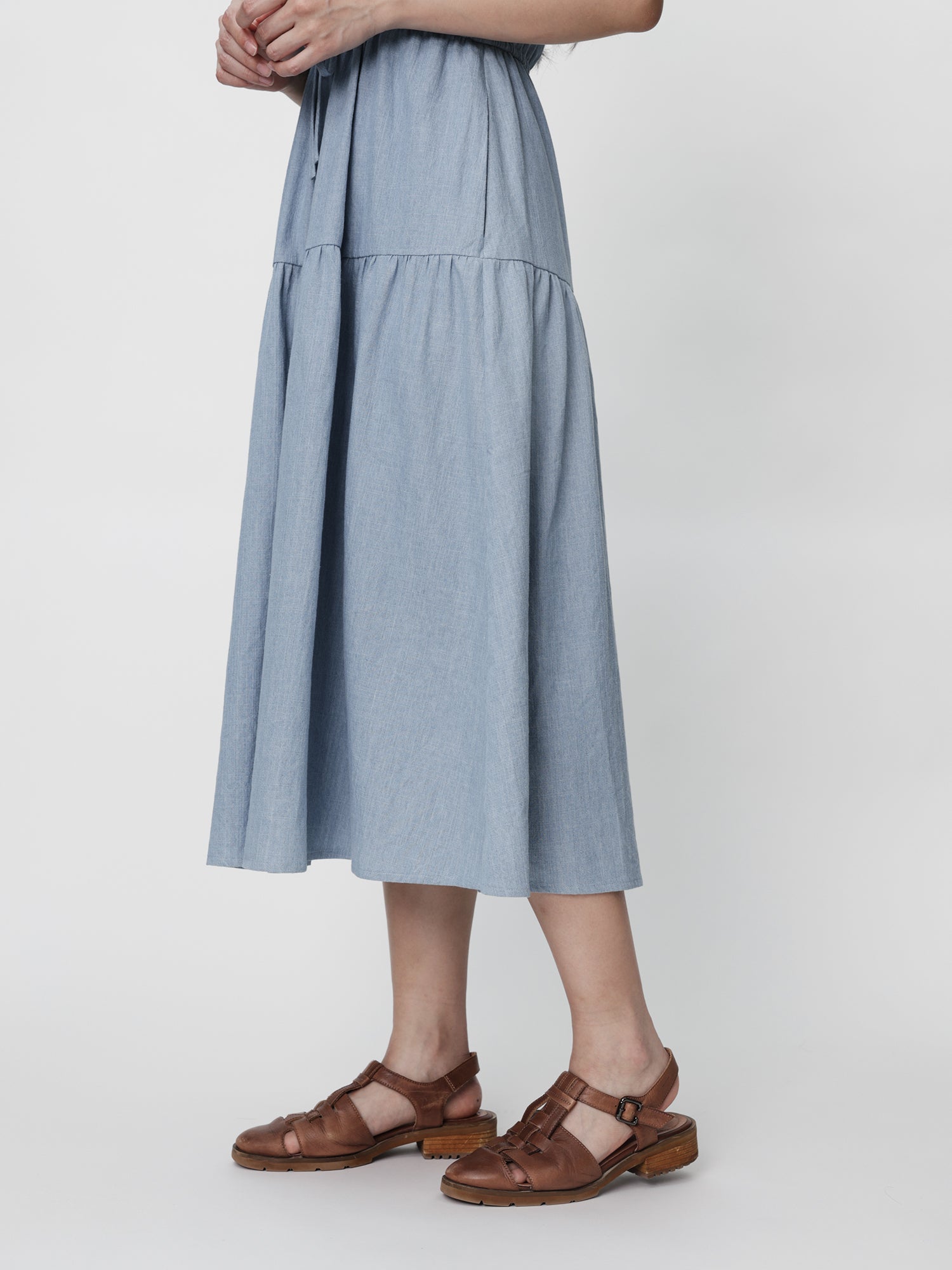 Elara Denim Tie Waist Dress