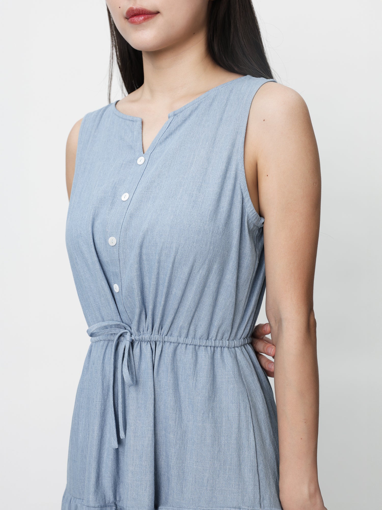 Elara Denim Tie Waist Dress