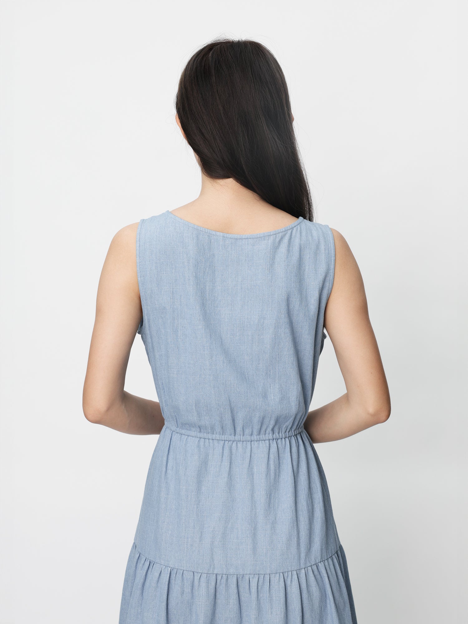 Elara Denim Tie Waist Dress