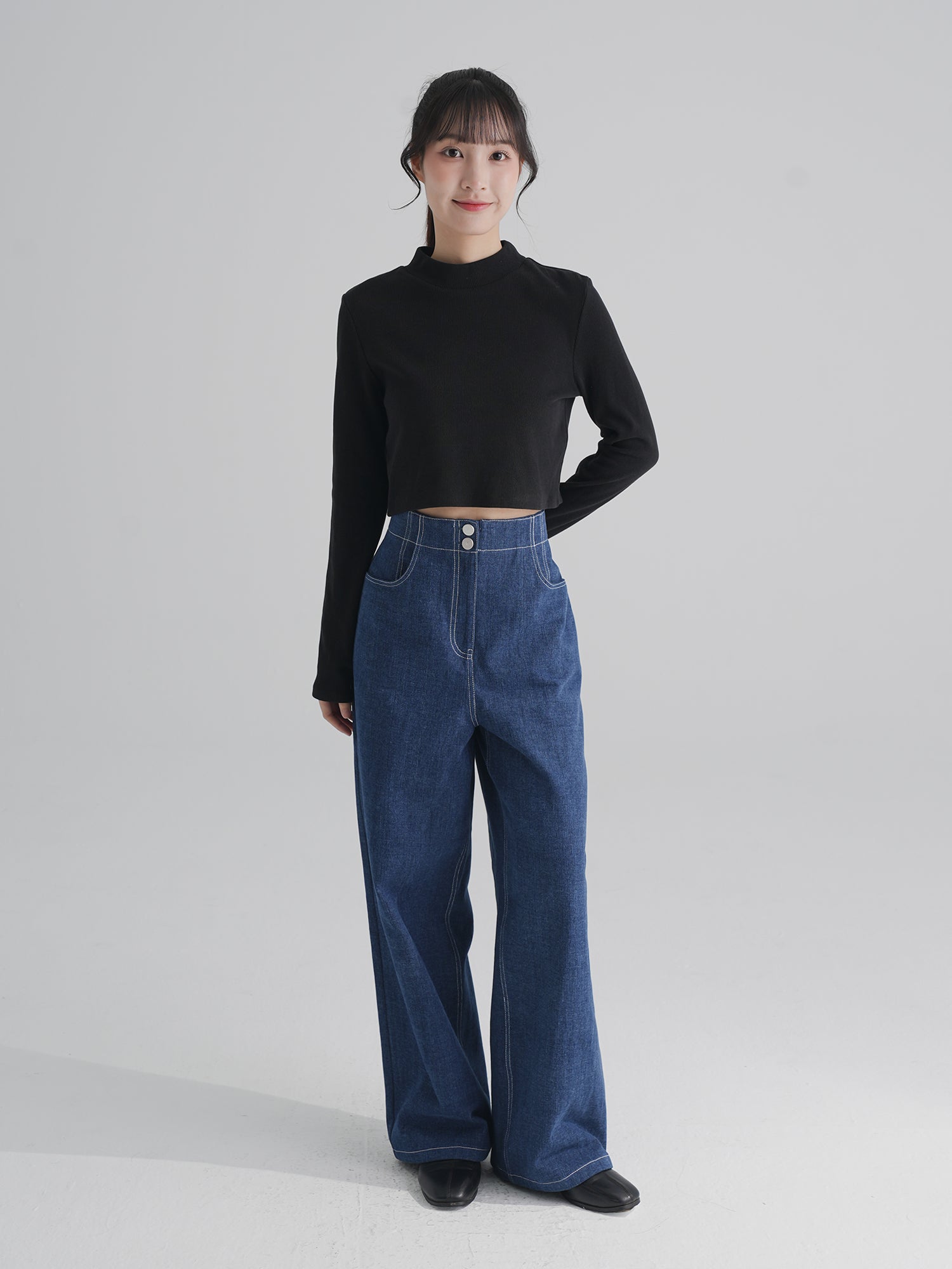 90% Cashmere / Iona Funnel Neck Ribbed Top