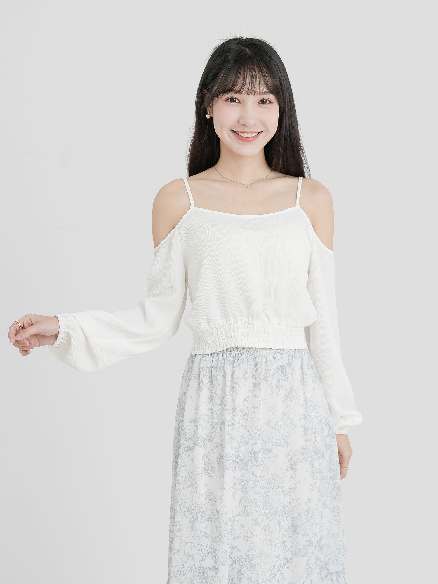 Cold Shoulder Shirring Top