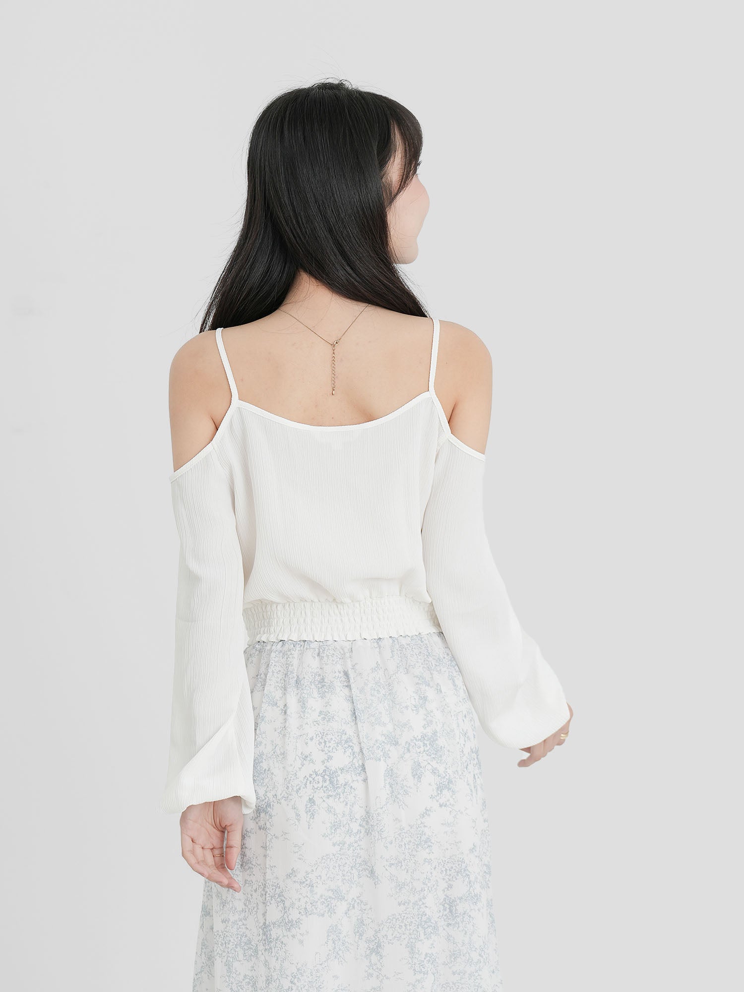 Cold Shoulder Shirring Top