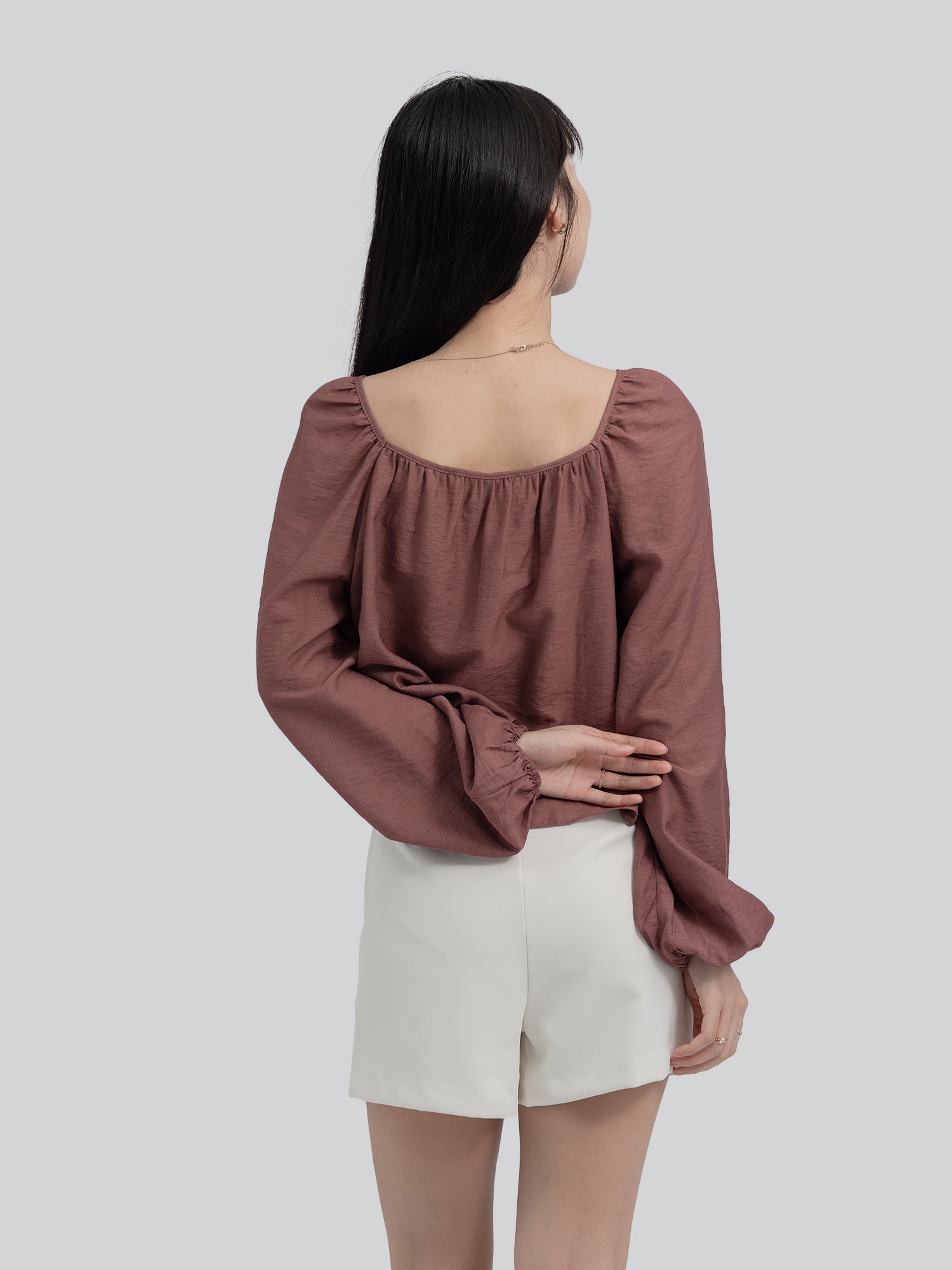 Violette Square Neck Buttoned Blouse