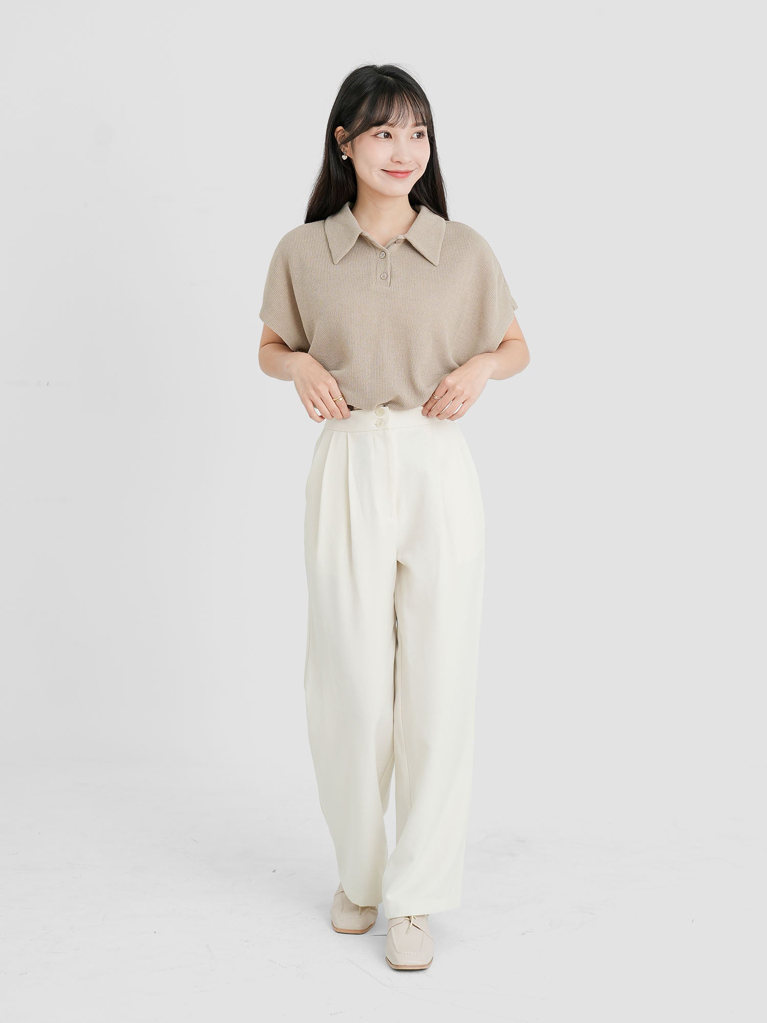 Dual Buttoned Pleat Pants