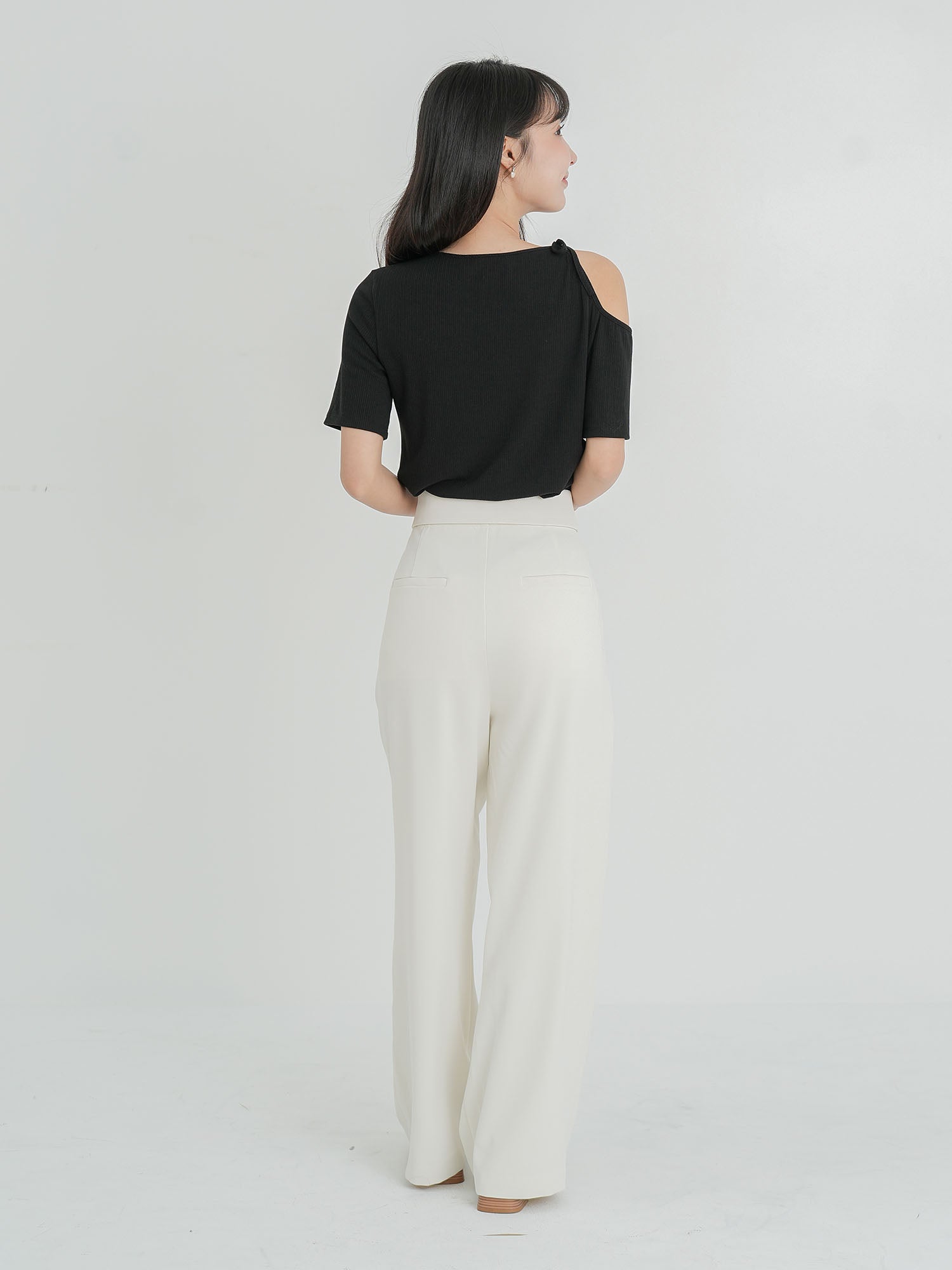 Folded Waist Wide Trousers