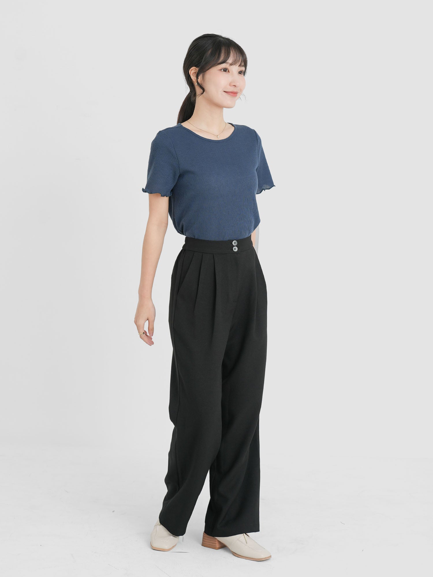 Dual Buttoned Pleat Pants