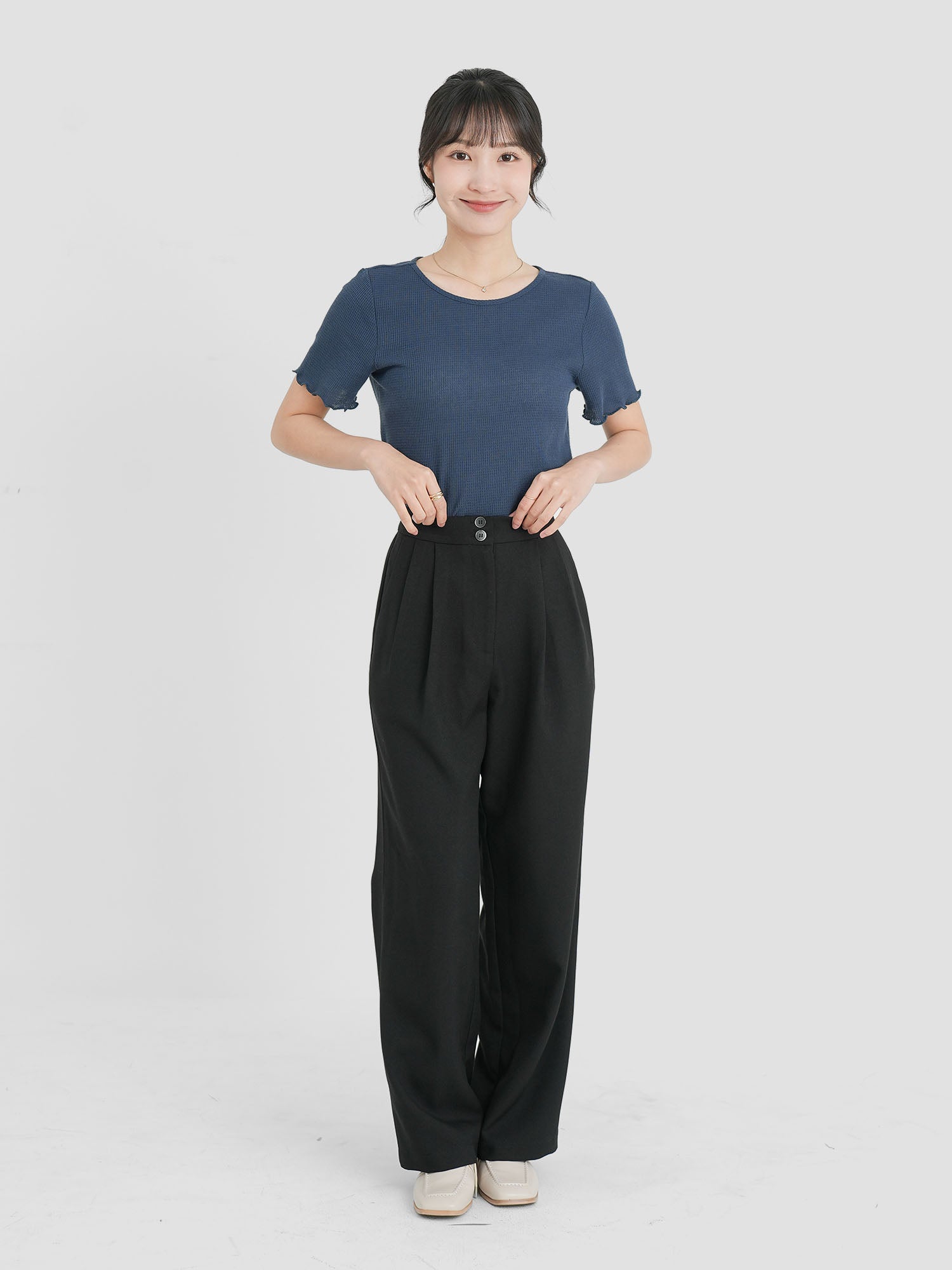 Dual Buttoned Pleat Pants