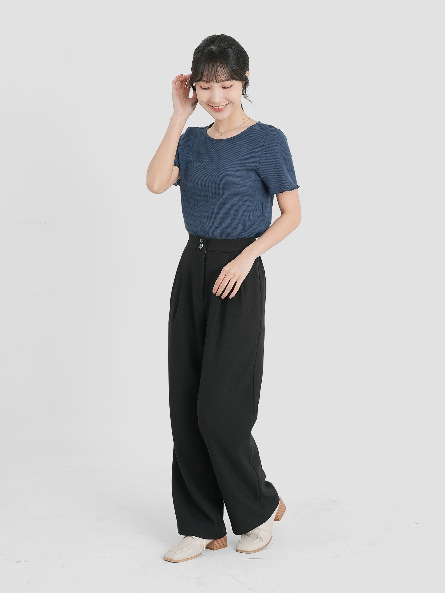 Dual Buttoned Pleat Pants