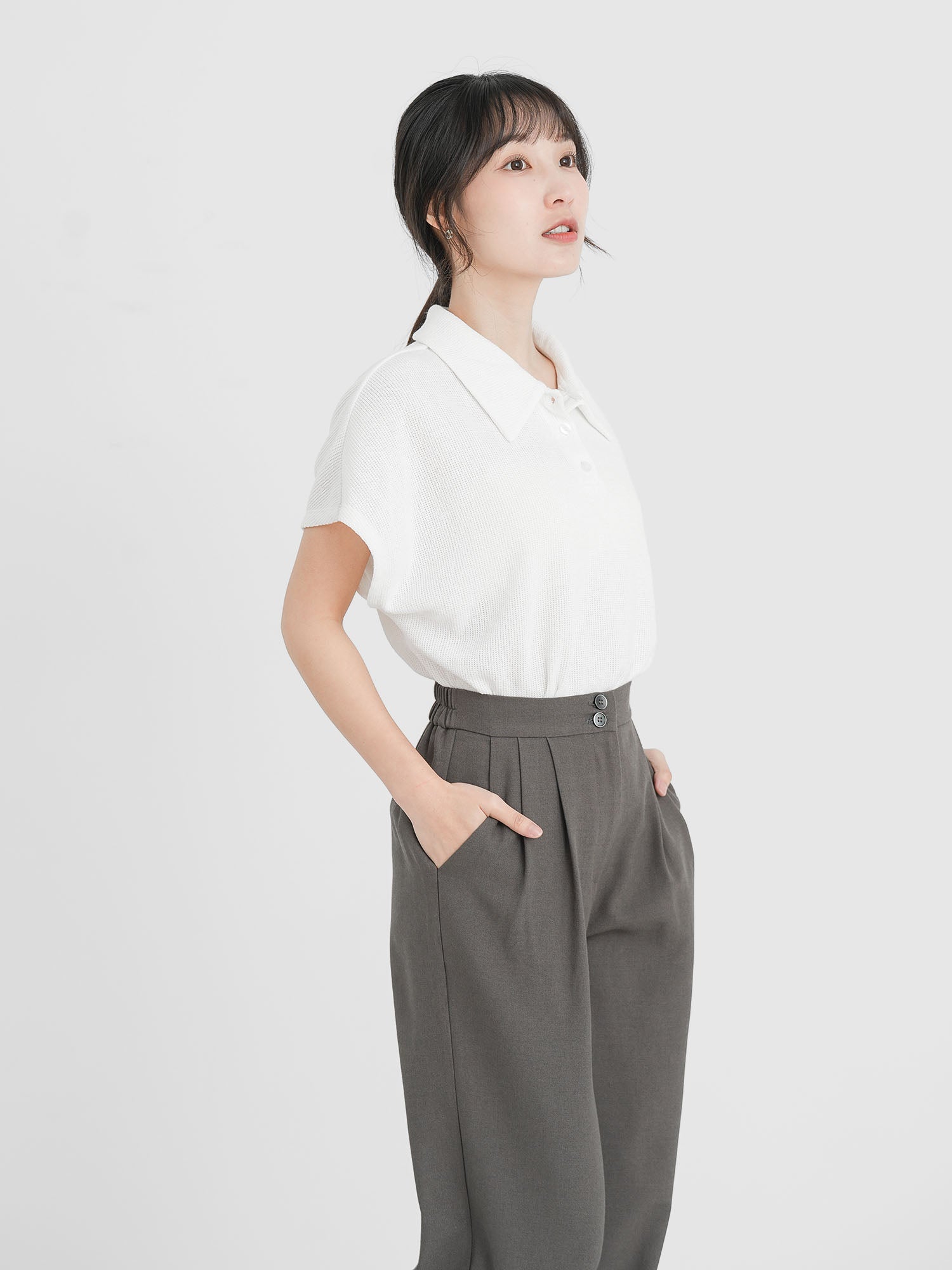 Dual Buttoned Pleat Pants