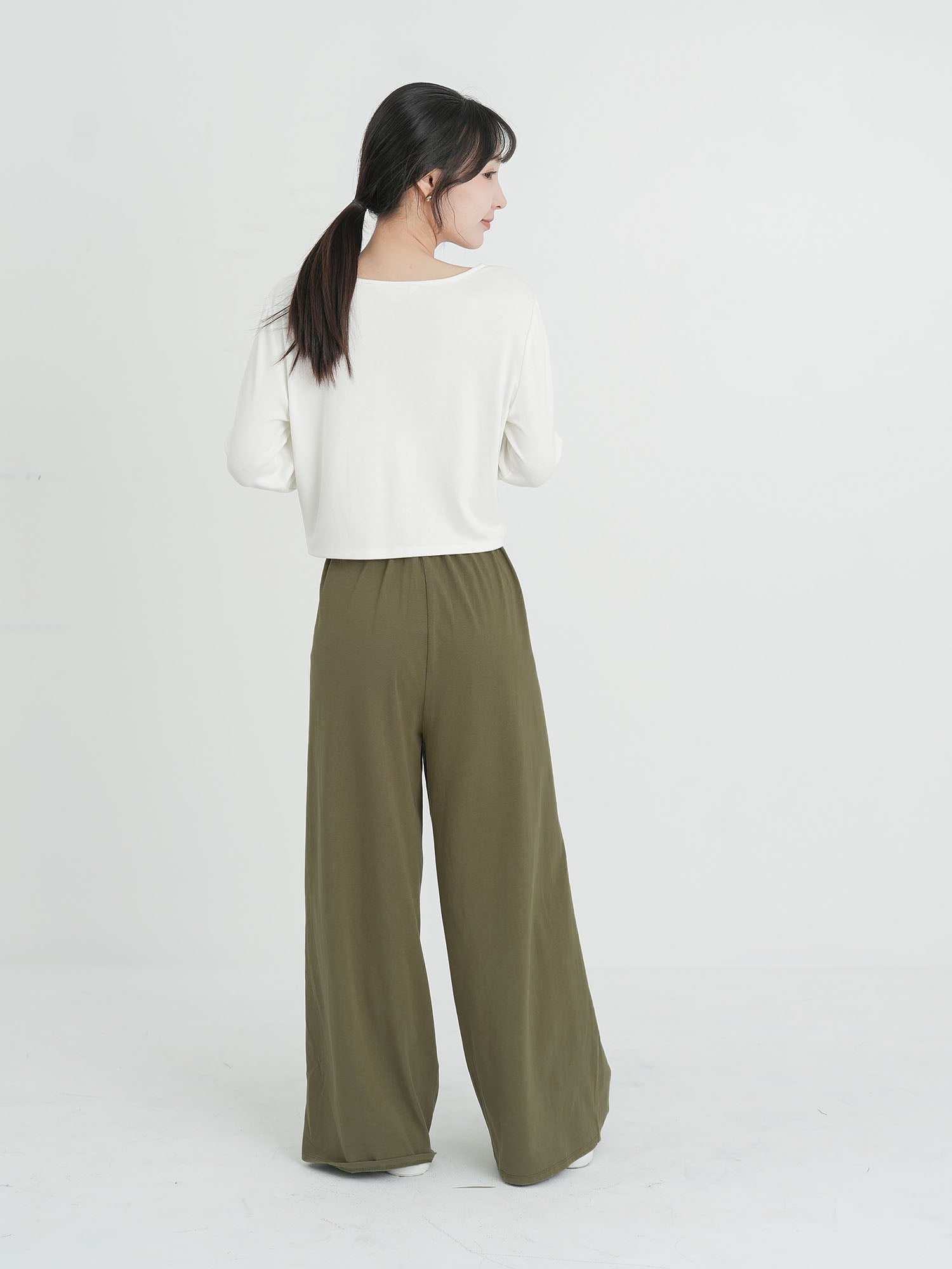 Cotton Pleated Wide Leg Pants