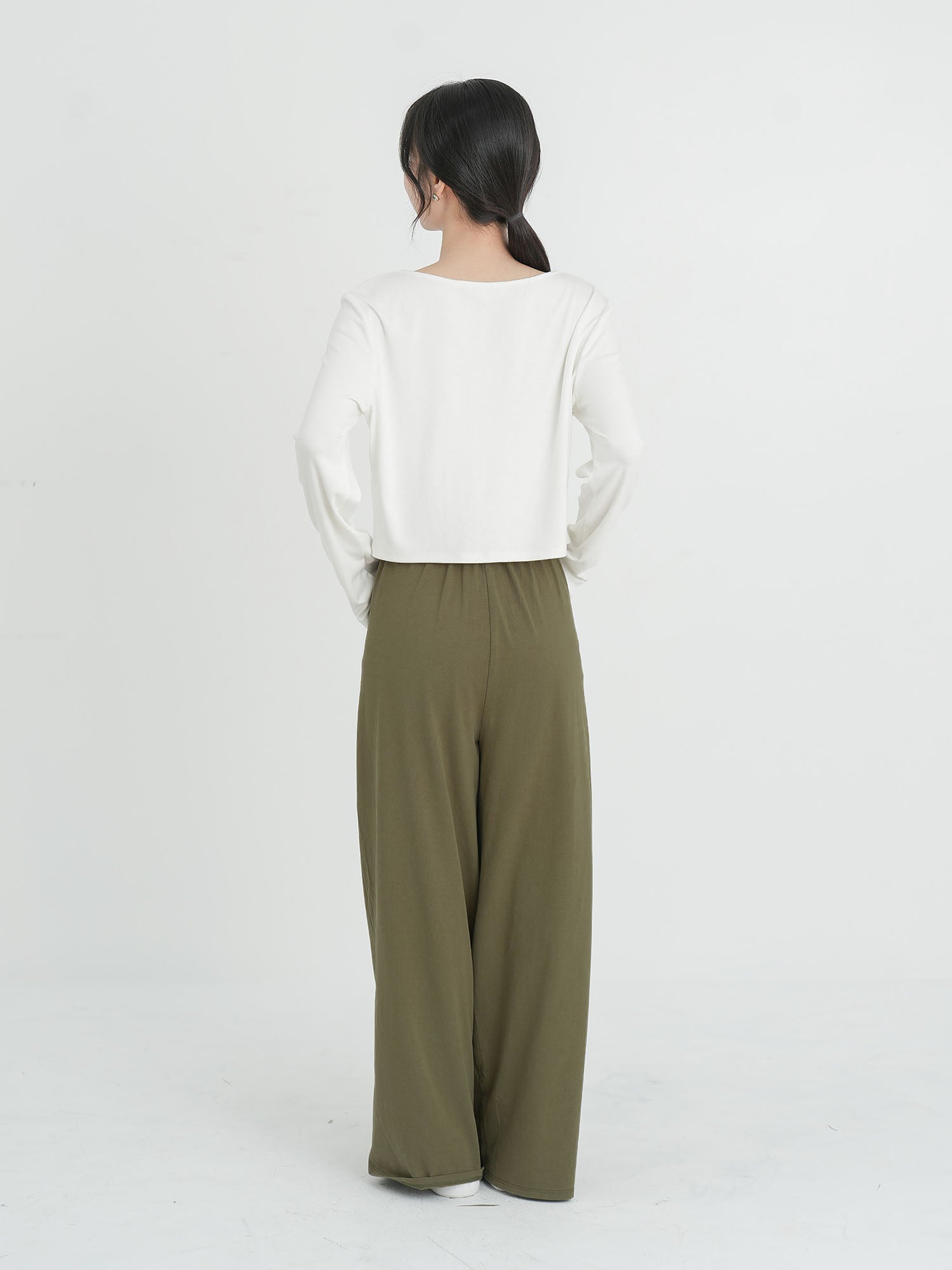 Cotton Pleated Wide Leg Pants