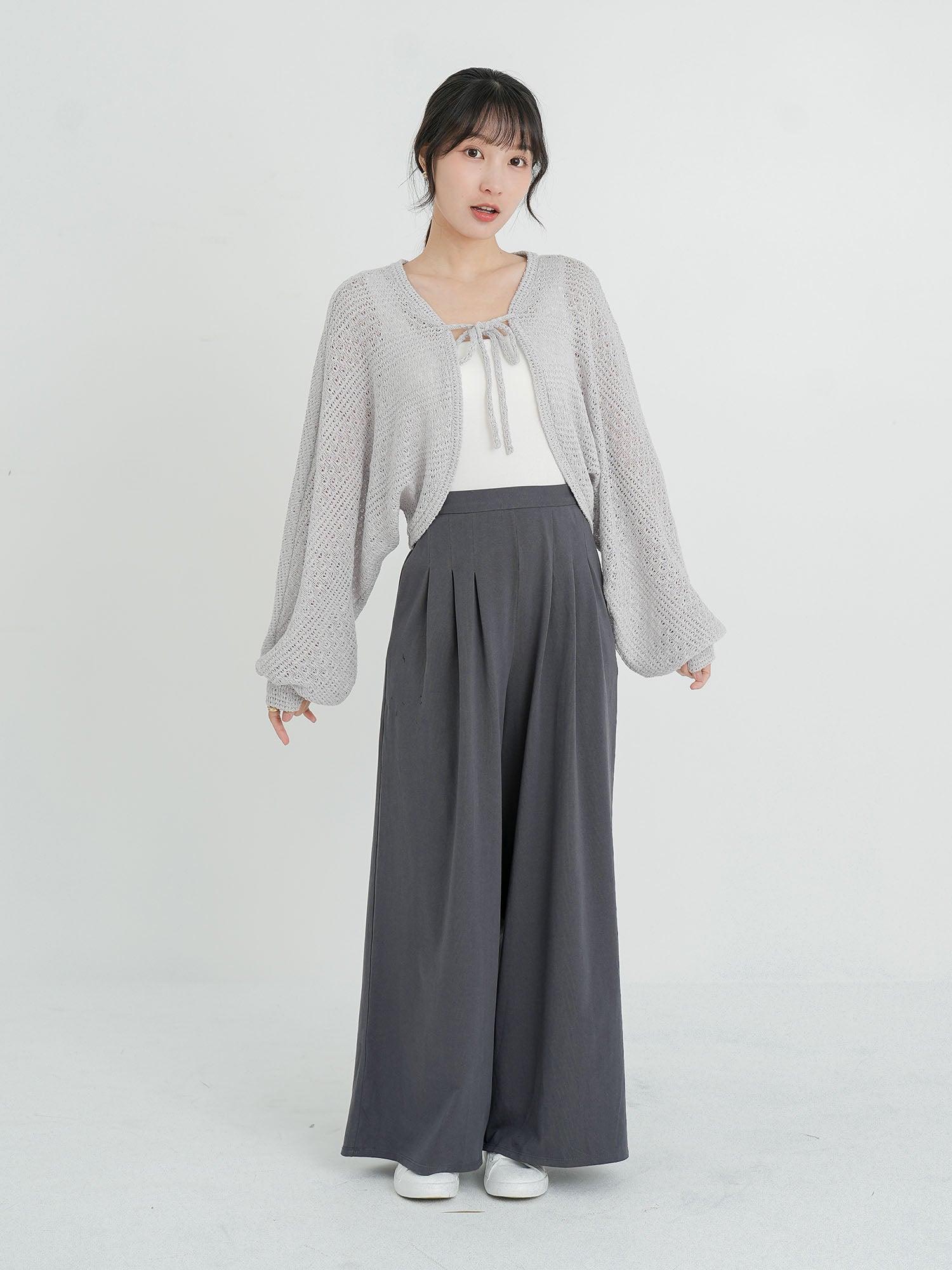 Cotton Pleated Wide Leg Pants