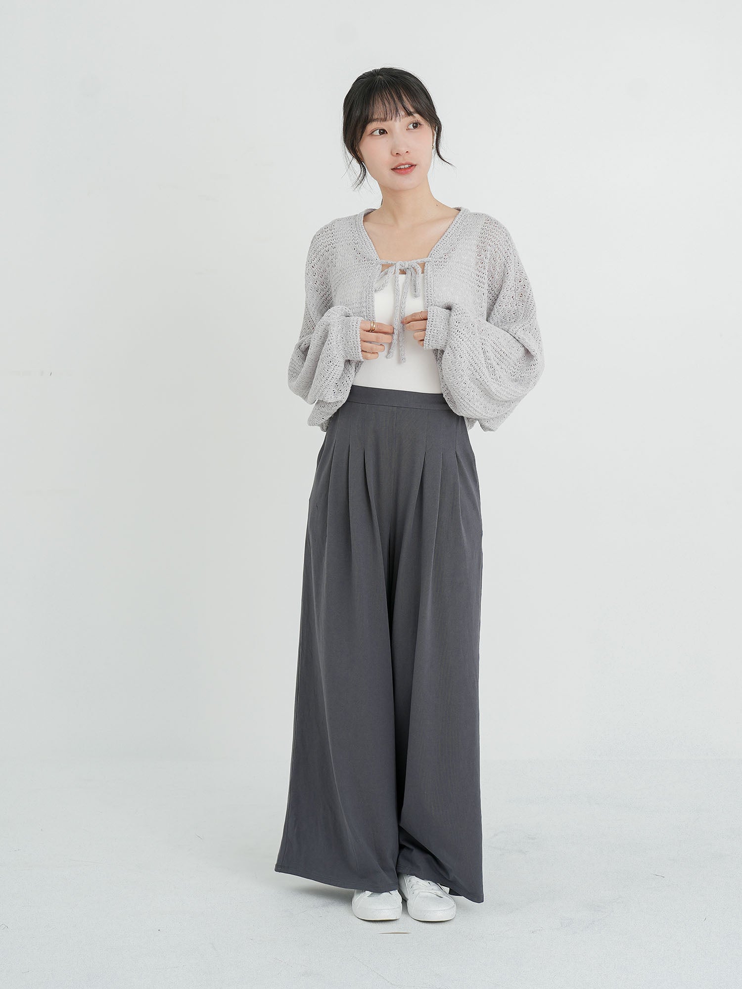 Cotton Pleated Wide Leg Pants