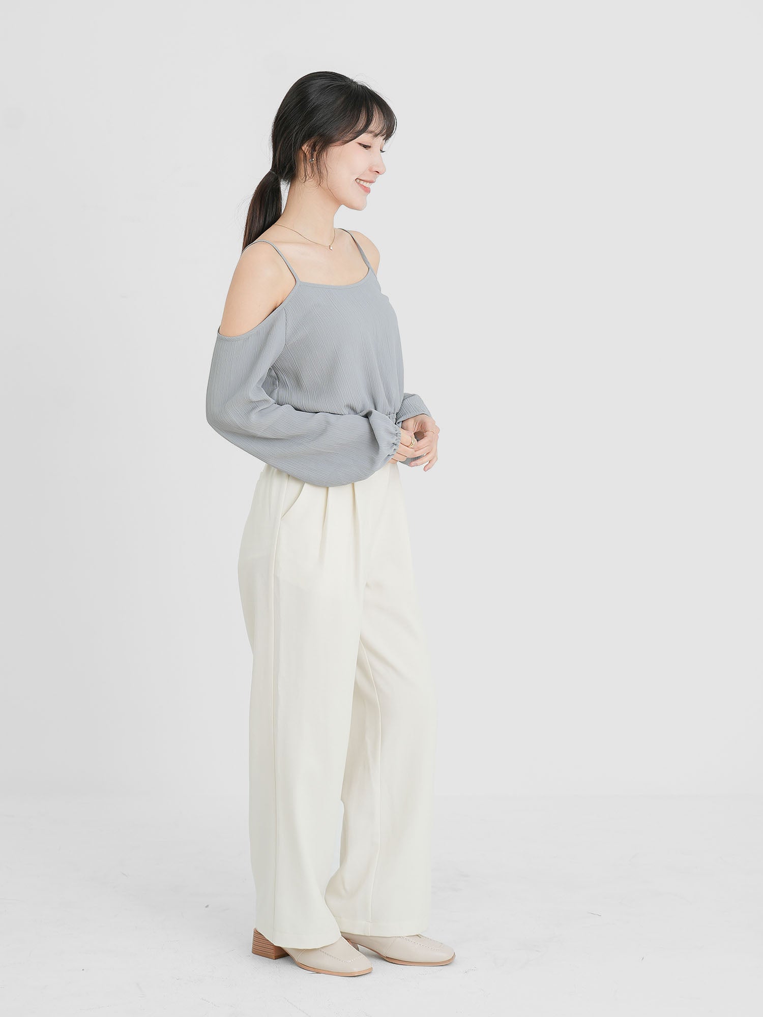 Cold Shoulder Shirring Top