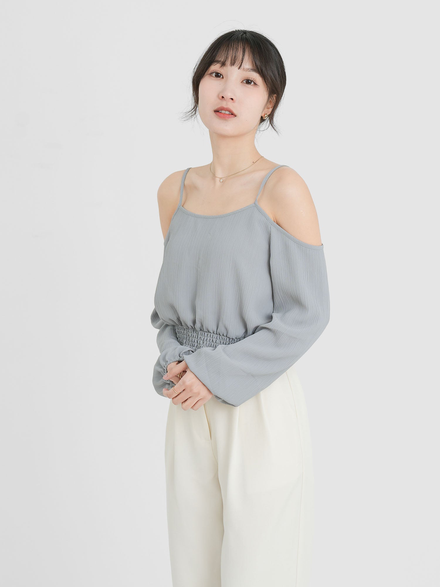 Cold Shoulder Shirring Top