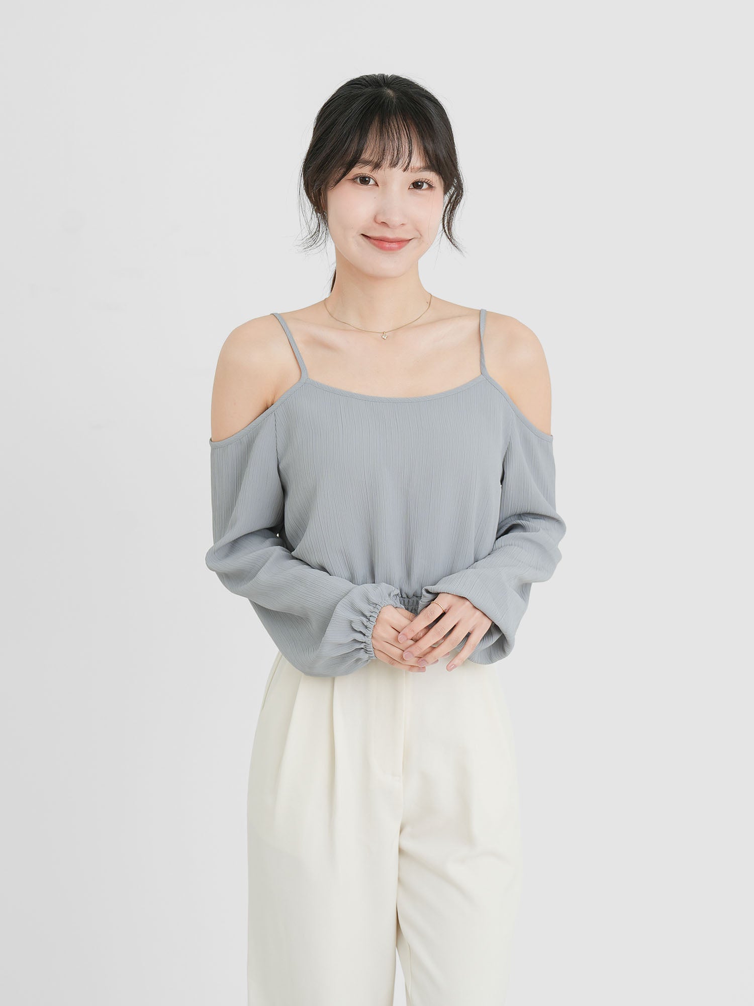 Cold Shoulder Shirring Top