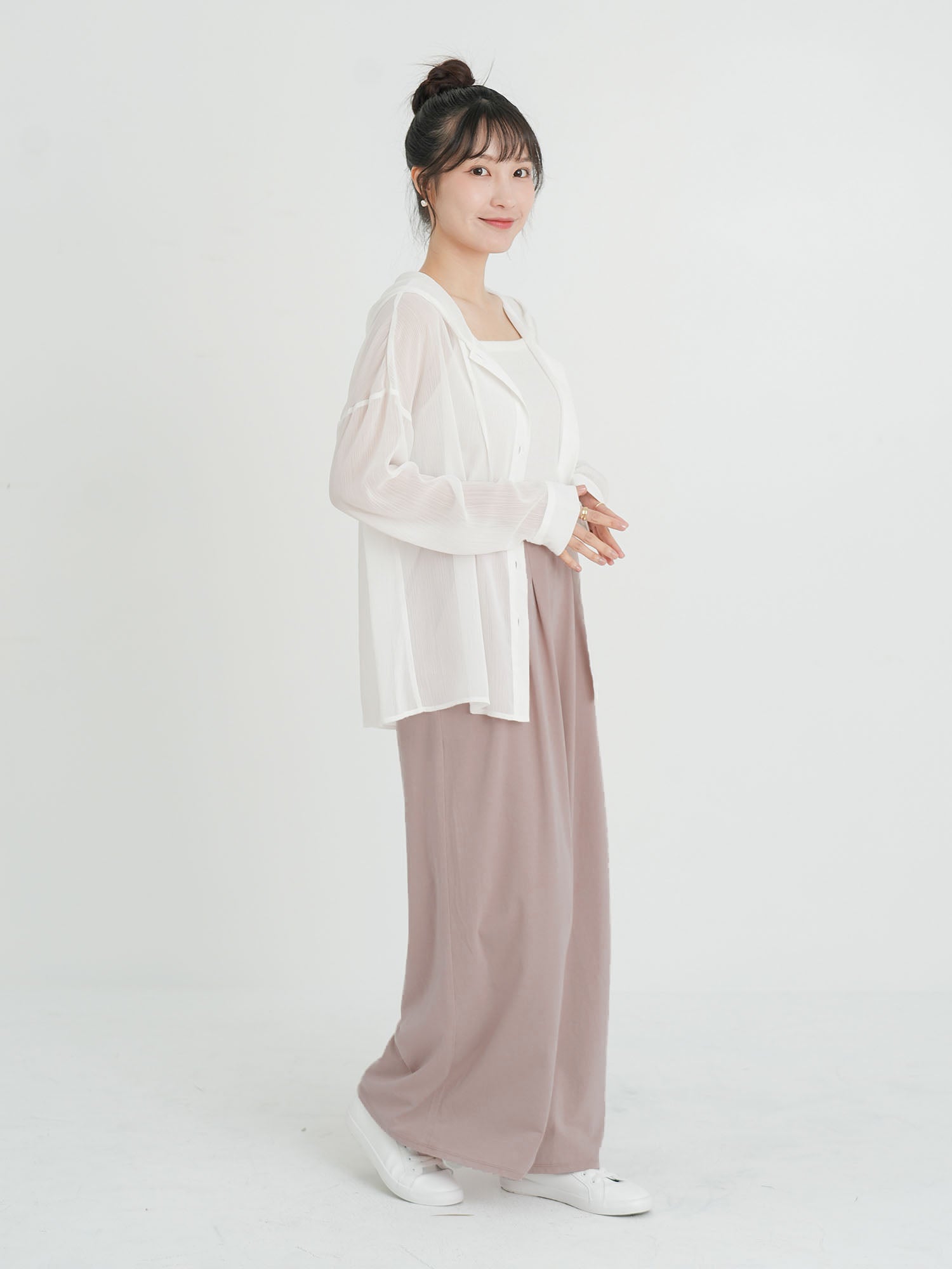 Cotton Pleated Wide Leg Pants