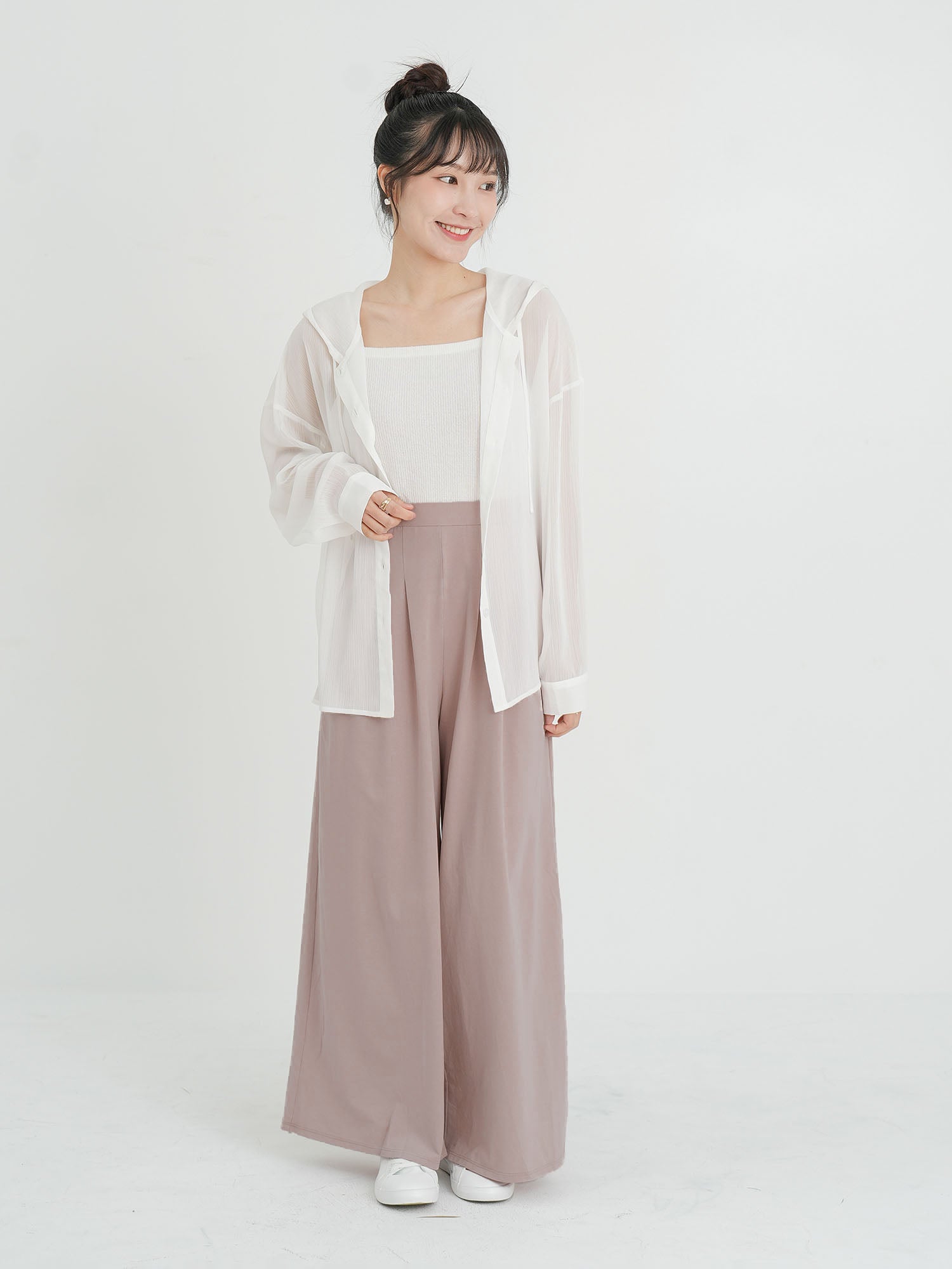 Cotton Pleated Wide Leg Pants