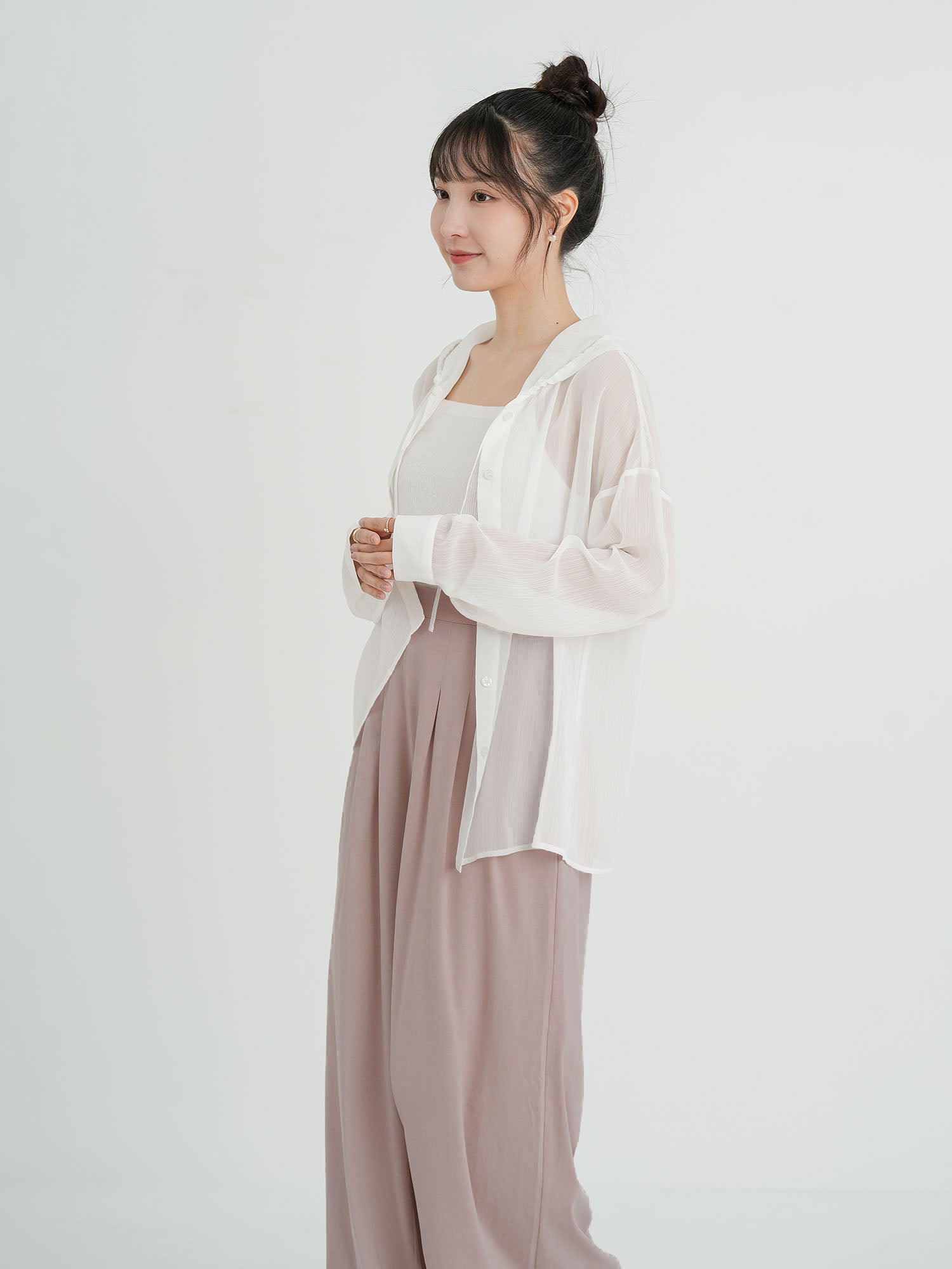 Cotton Pleated Wide Leg Pants