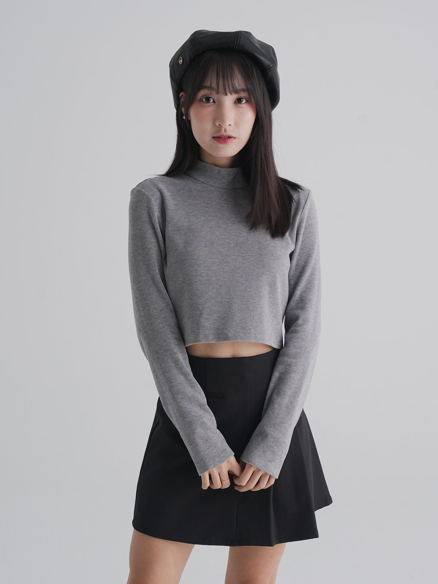 90% Cashmere / Iona Funnel Neck Ribbed Top