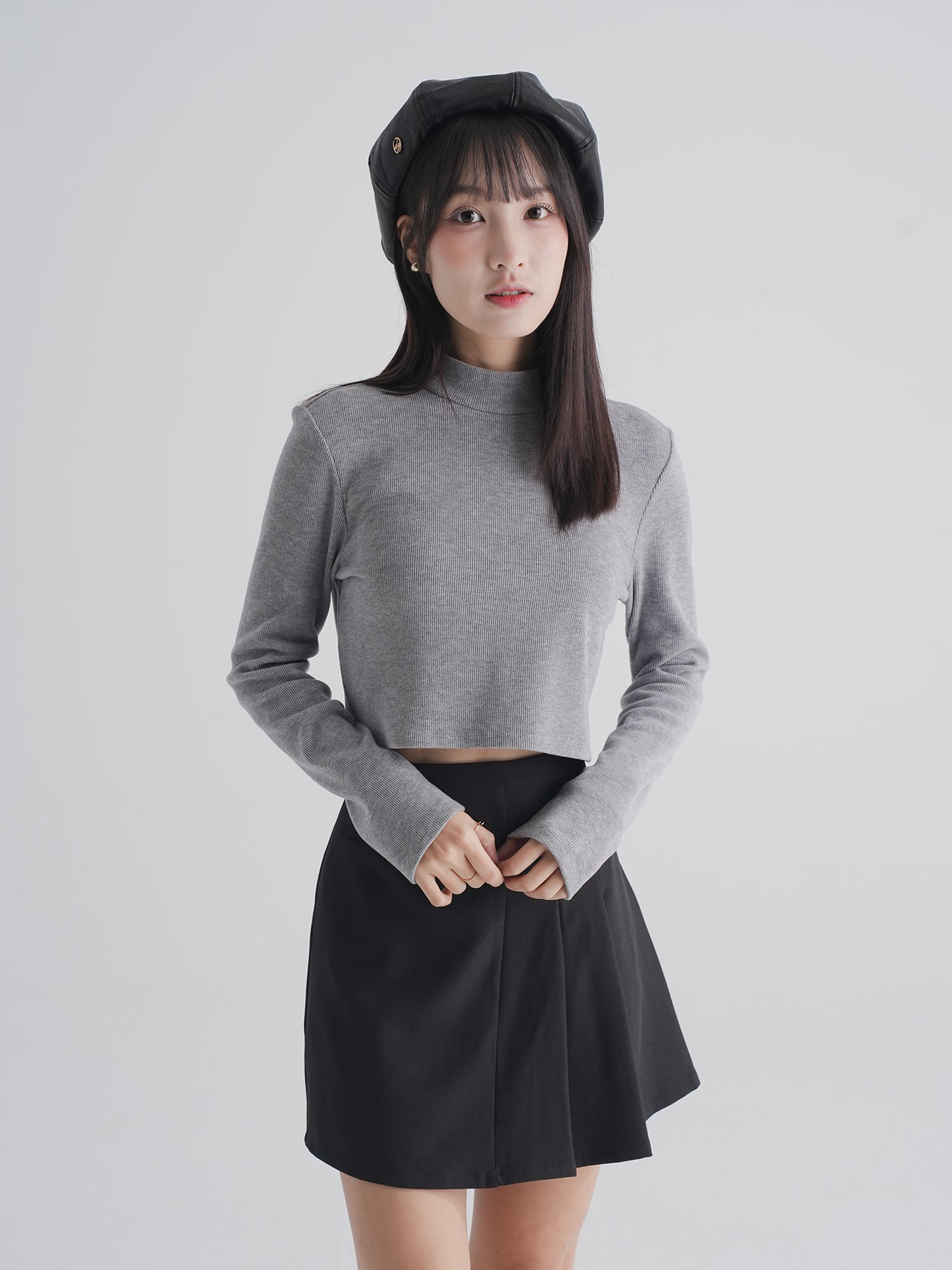 90% Cashmere / Iona Funnel Neck Ribbed Top