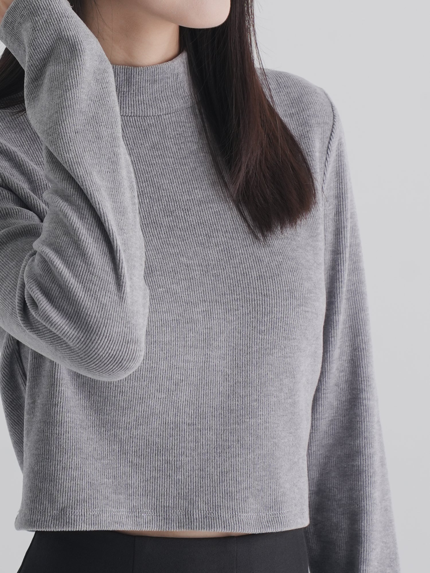 90% Cashmere / Iona Funnel Neck Ribbed Top