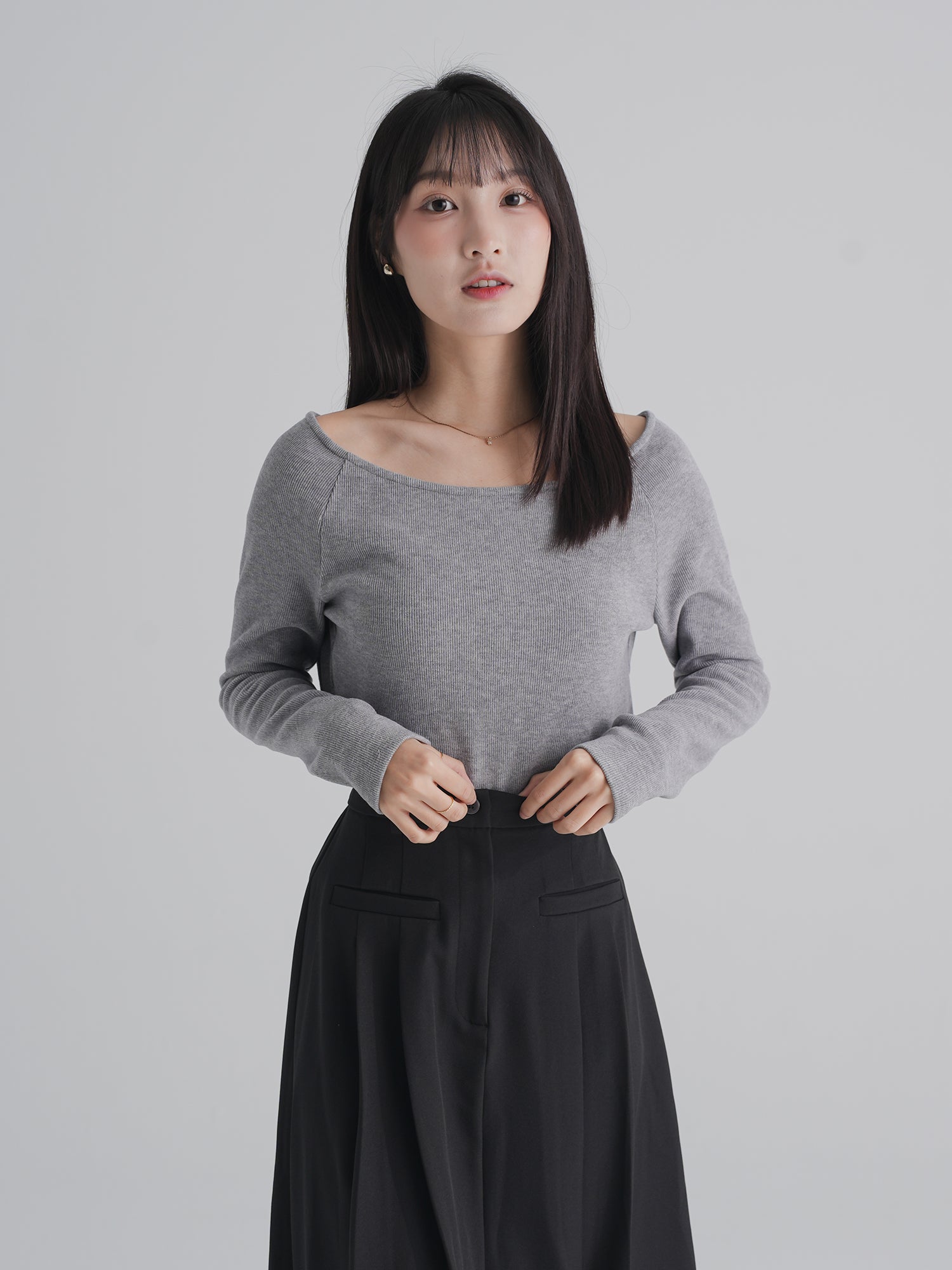 90% Cashmere / Nimbus Ribbed Boat Neck Top