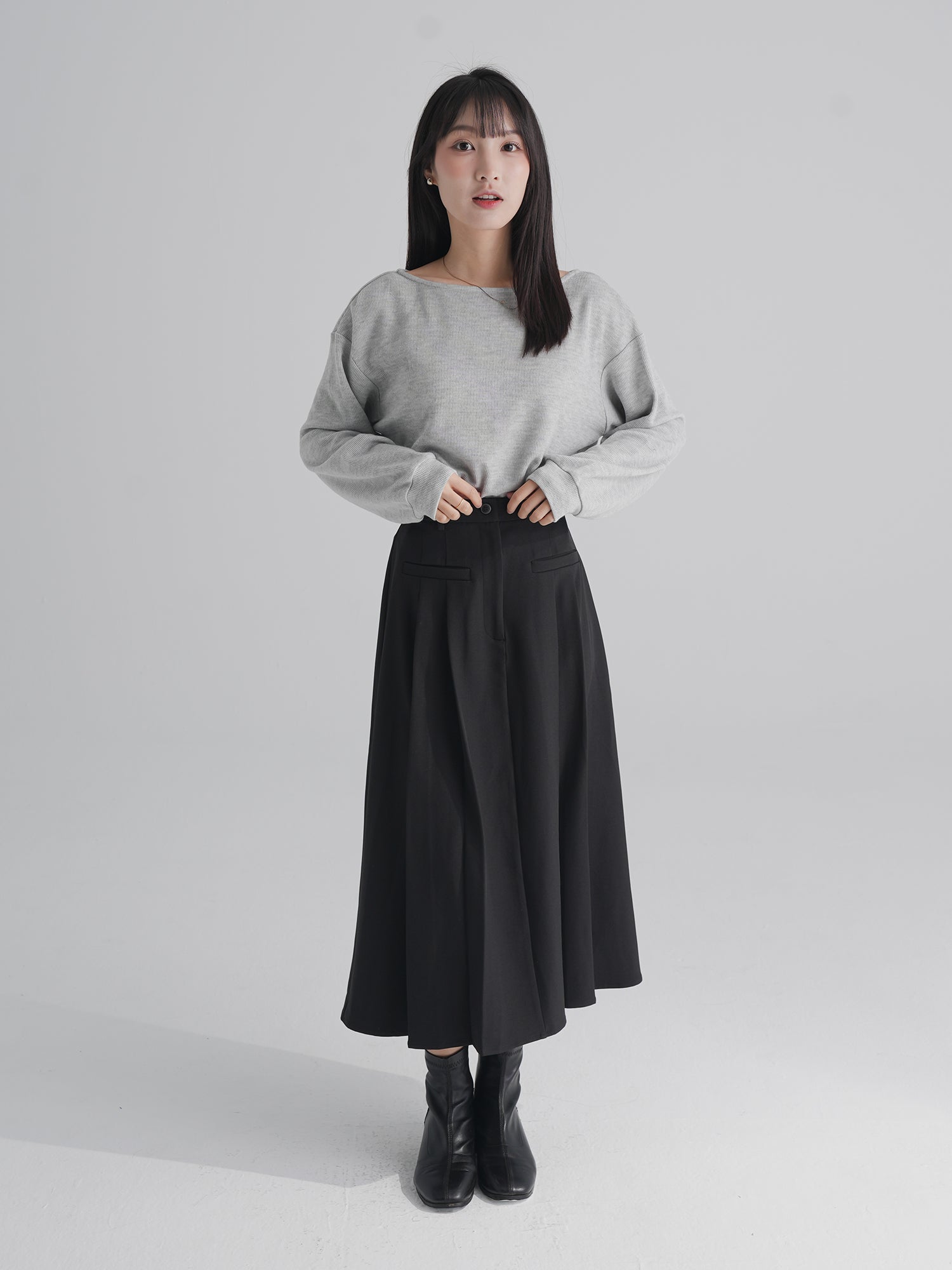 Elasticated Waist / Odesa Pleated Midi Skirt