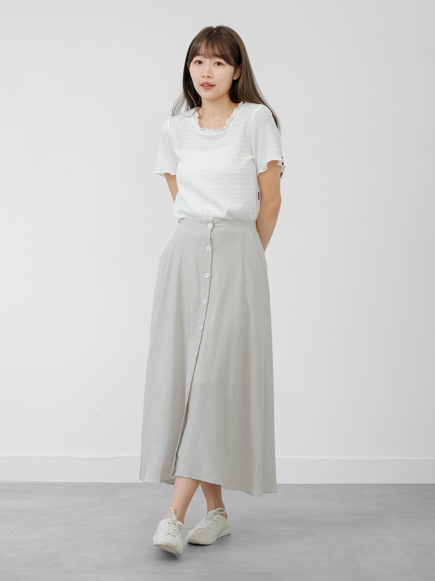 A-line Buttoned Midi Skirt