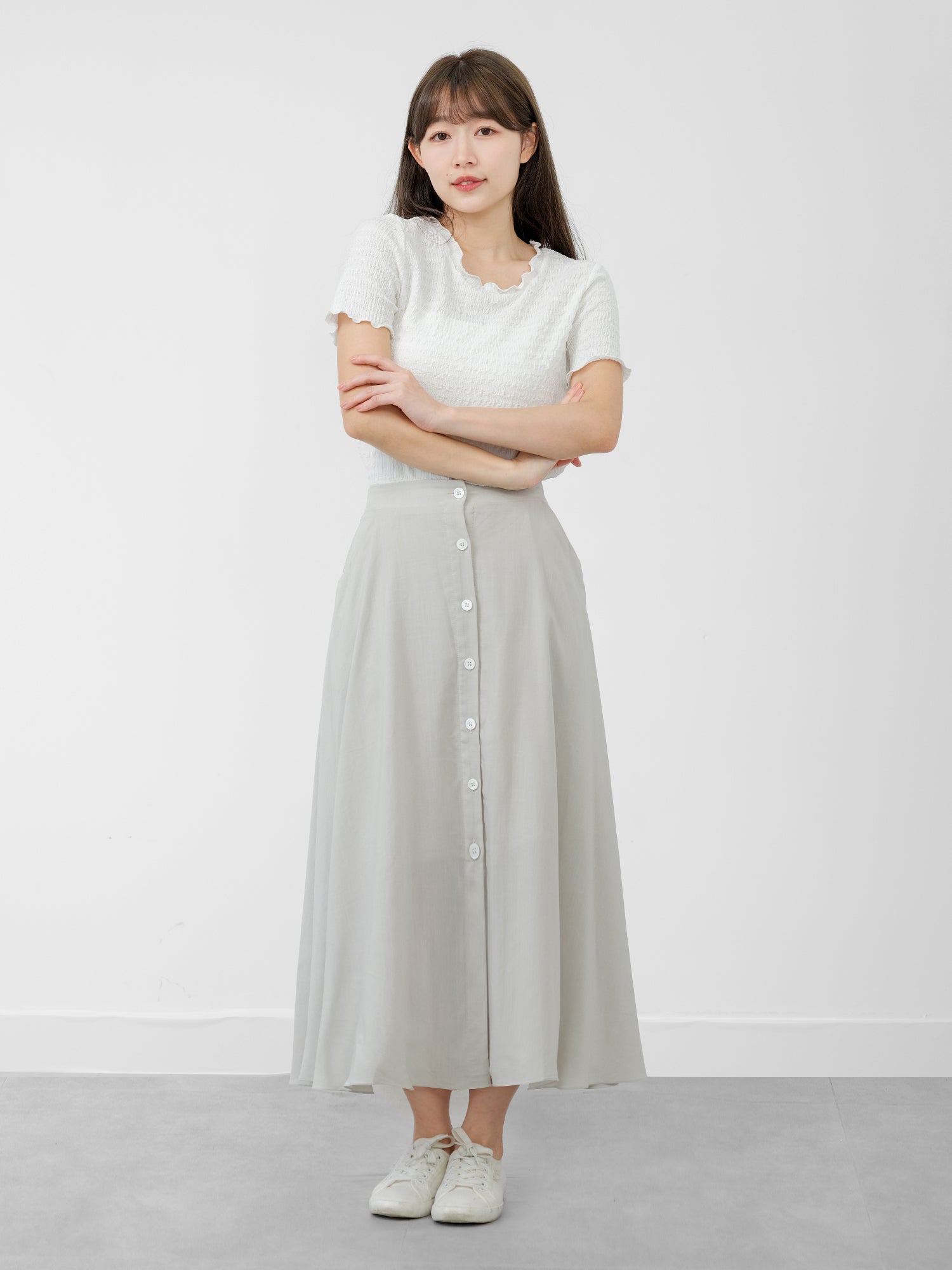 Briar A-line Buttoned Midi Skirt