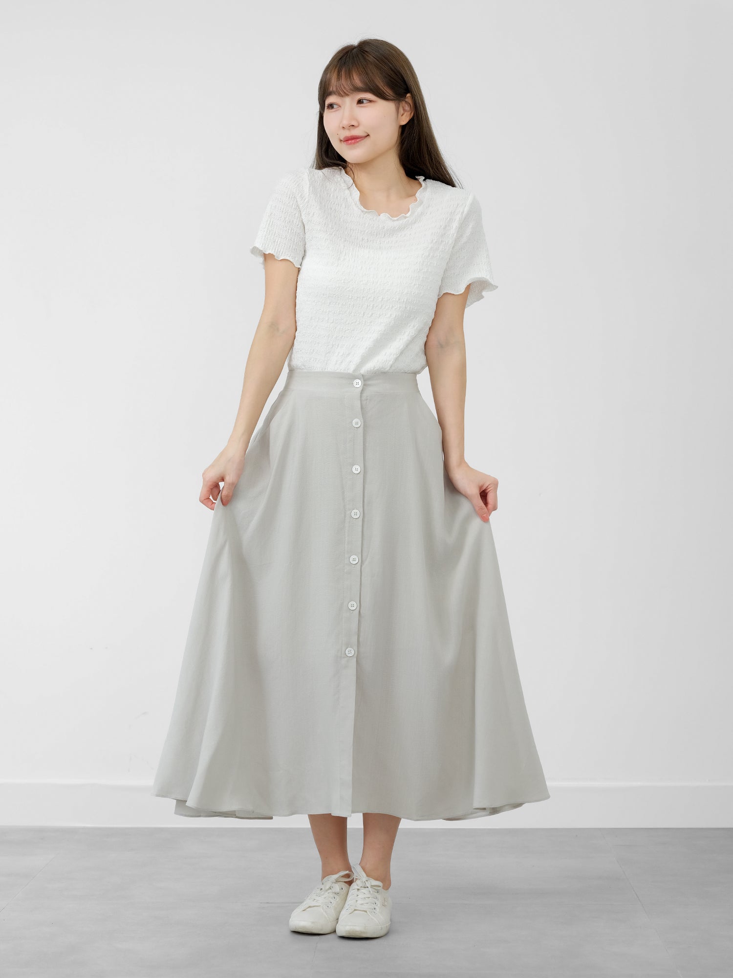 Briar A-line Buttoned Midi Skirt