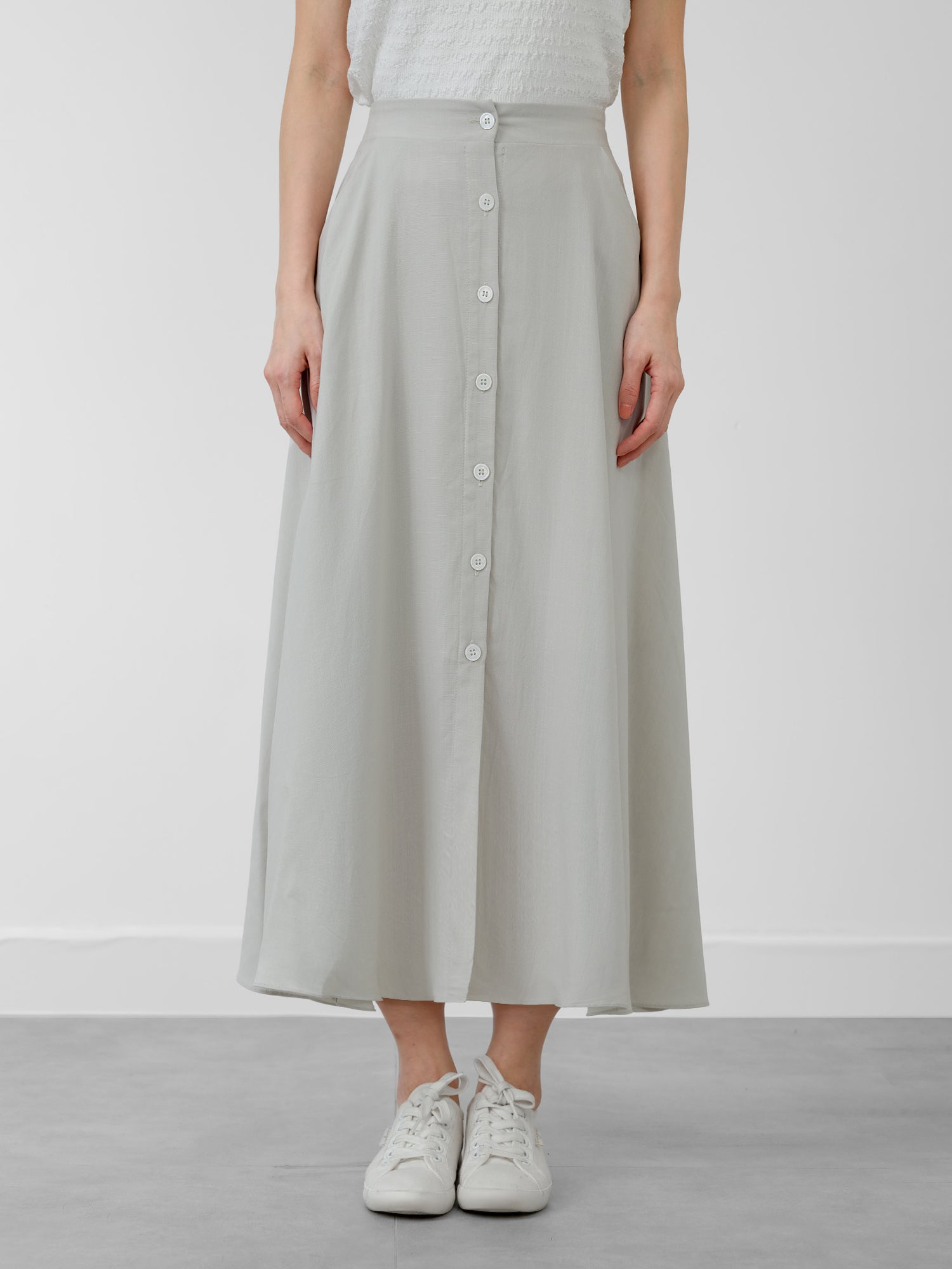 A-line Buttoned Midi Skirt
