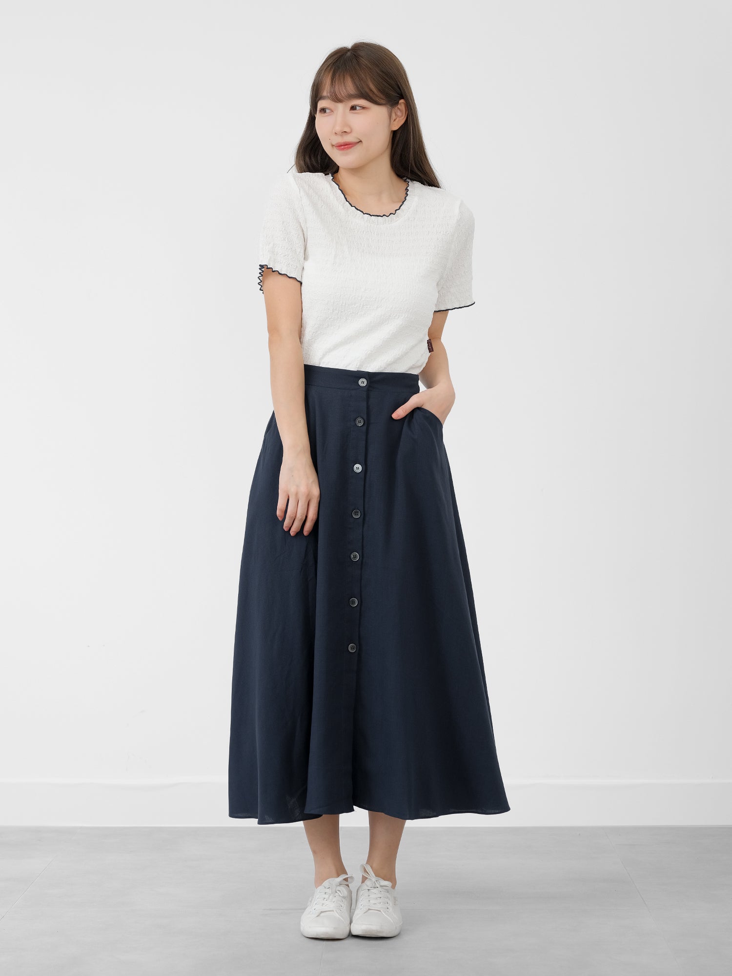 Briar A-line Buttoned Midi Skirt