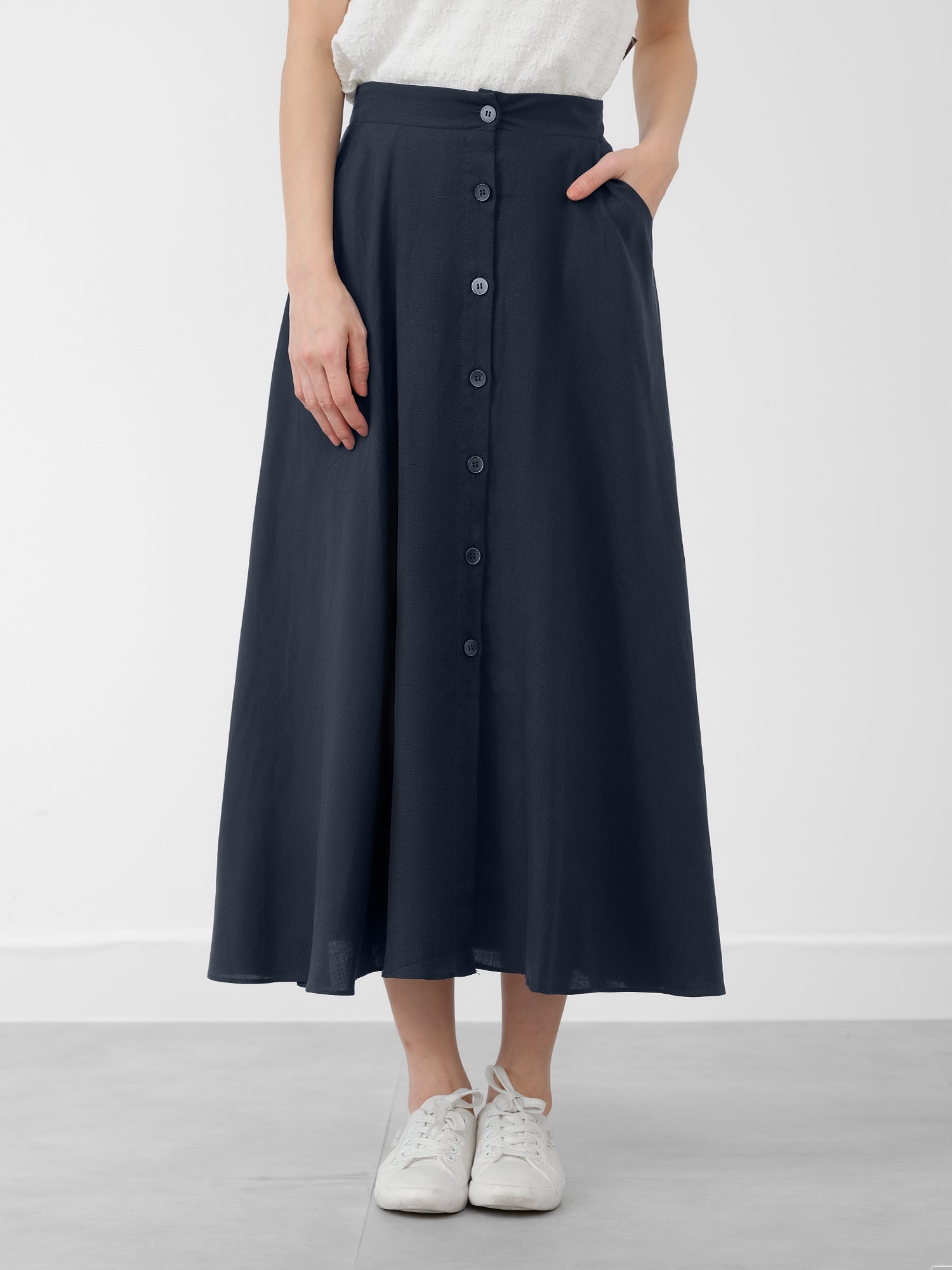 Briar A-line Buttoned Midi Skirt