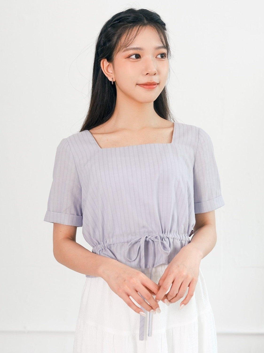 Sky Short Sleeve Top - DAG-DD0342-23LilacF - Ash Purple - F - D'zage Designs