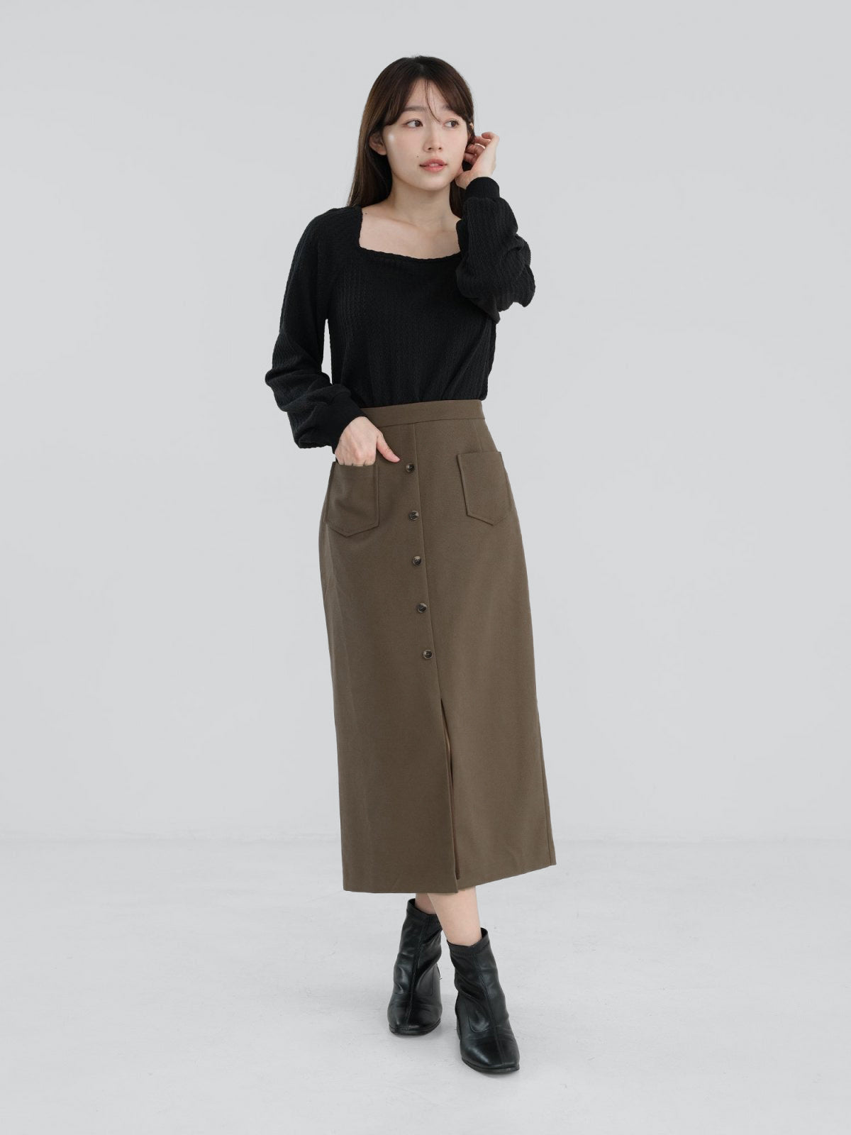 Valkyrie Buttoned Midi Skirt