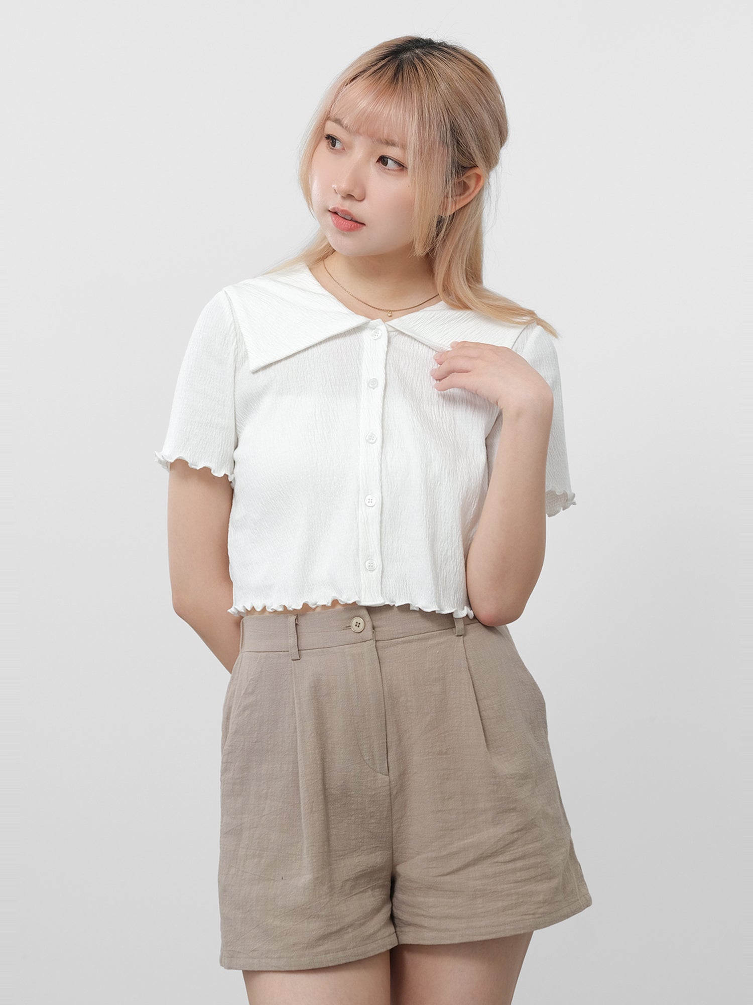 Asa Sailor Collar Buttoned Top*