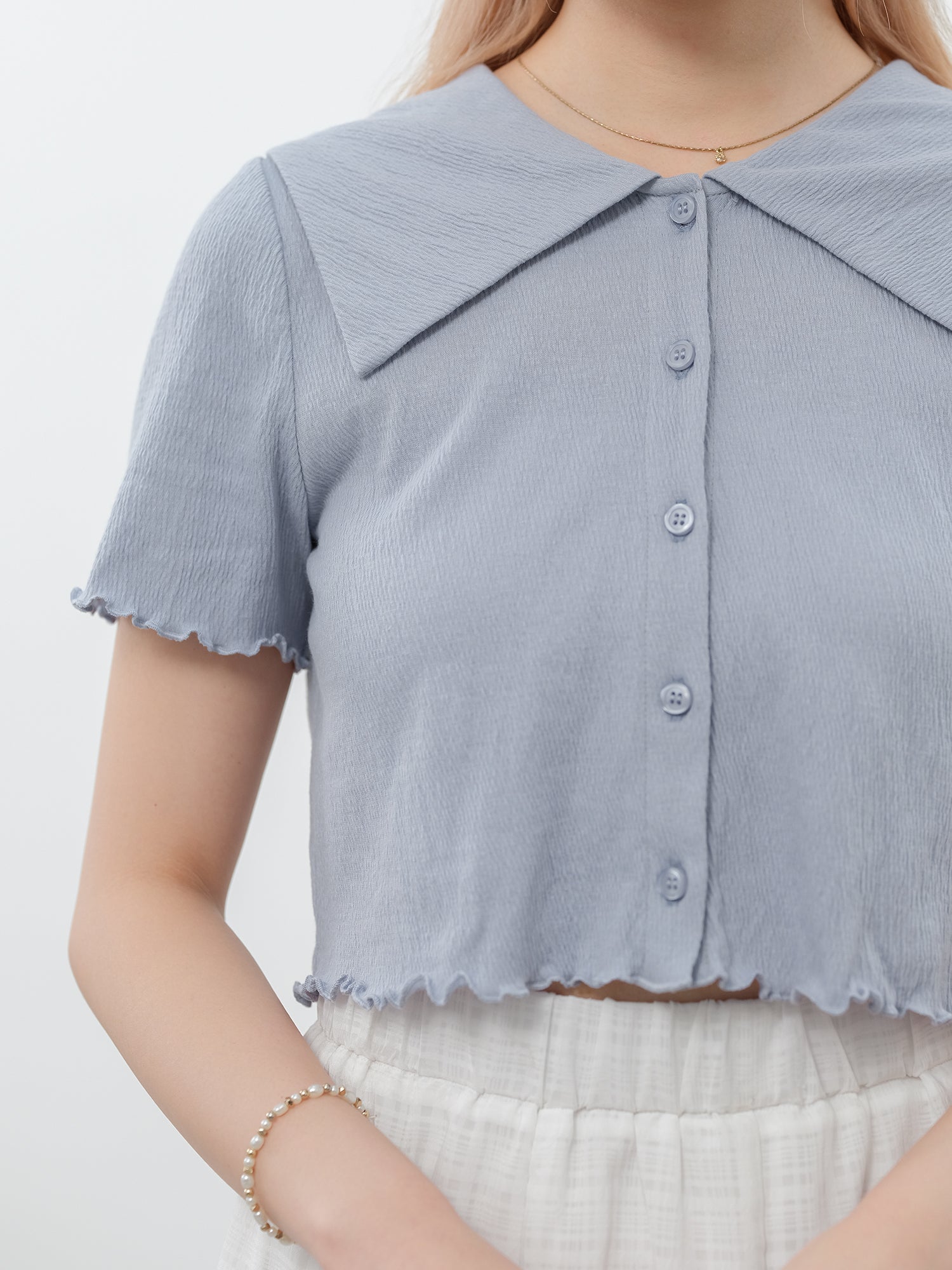 Asa Sailor Collar Buttoned Top*