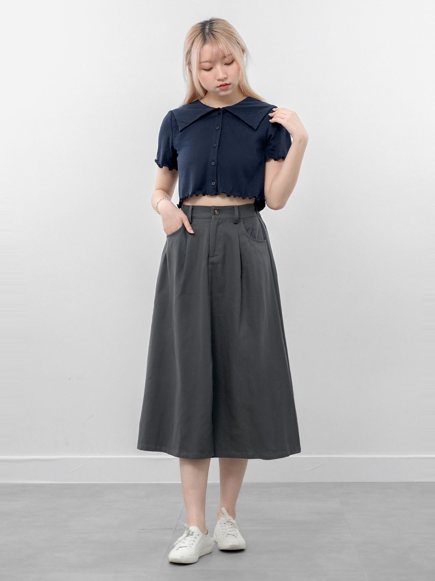 Asa Sailor Collar Buttoned Top*