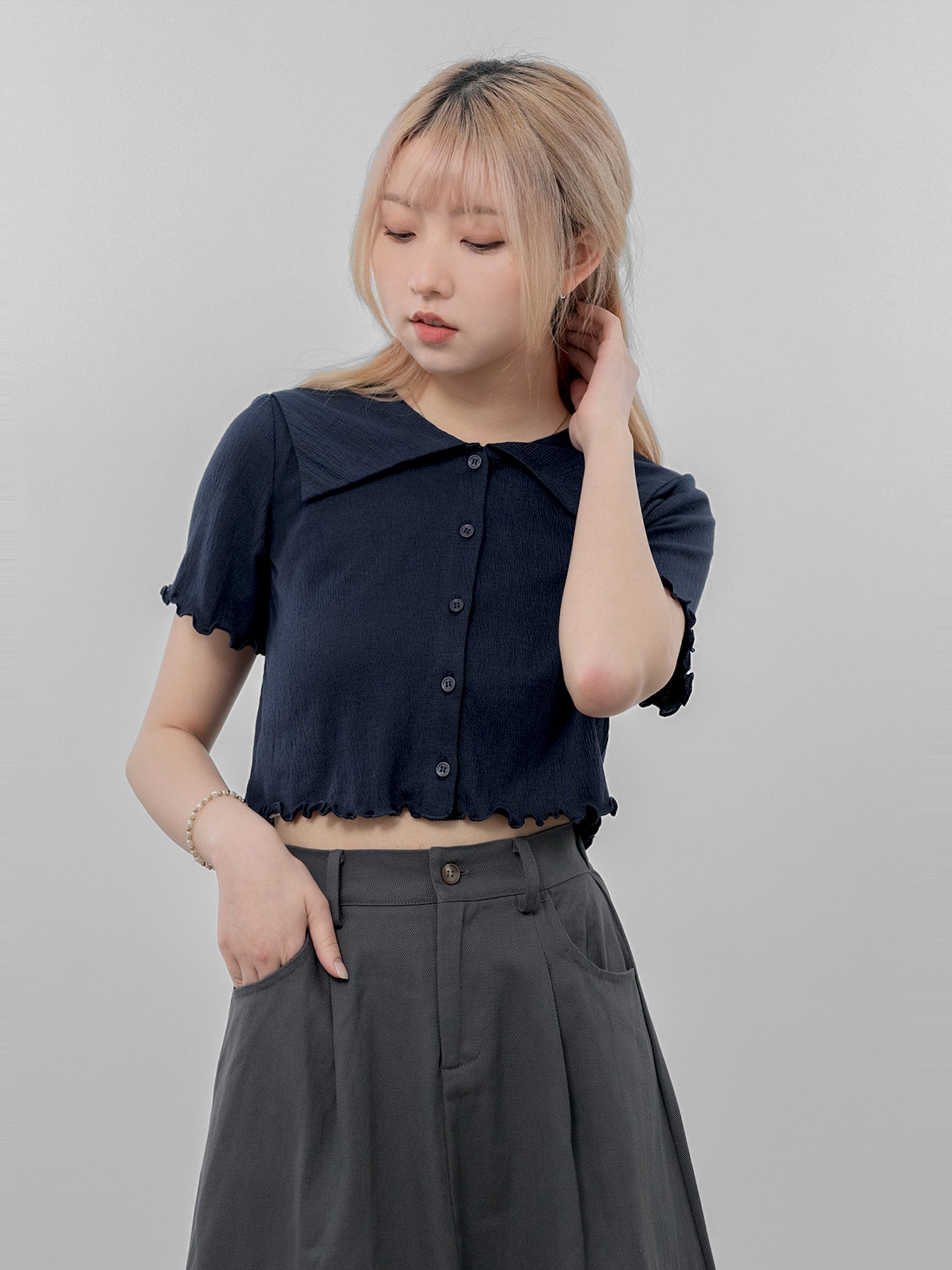 Asa Sailor Collar Buttoned Top*