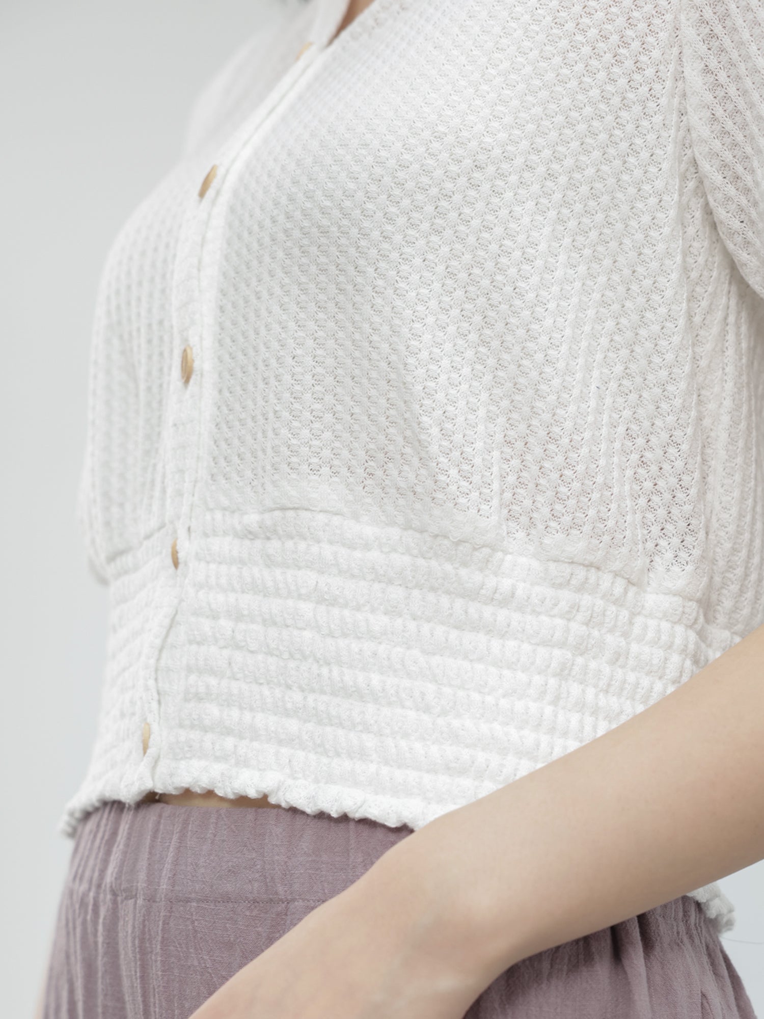 Buttoned Jacquard Knit Top